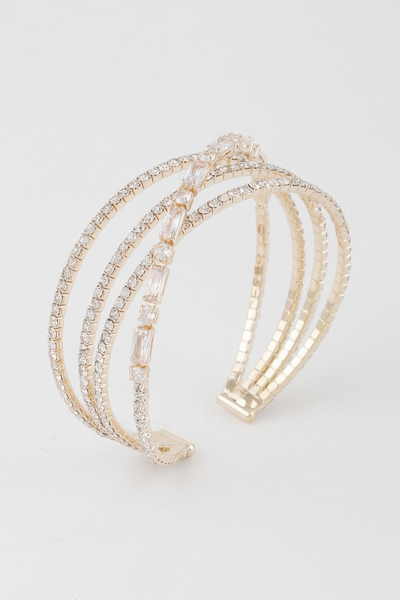 Multi Crystal Laced Cuff Bracelet
