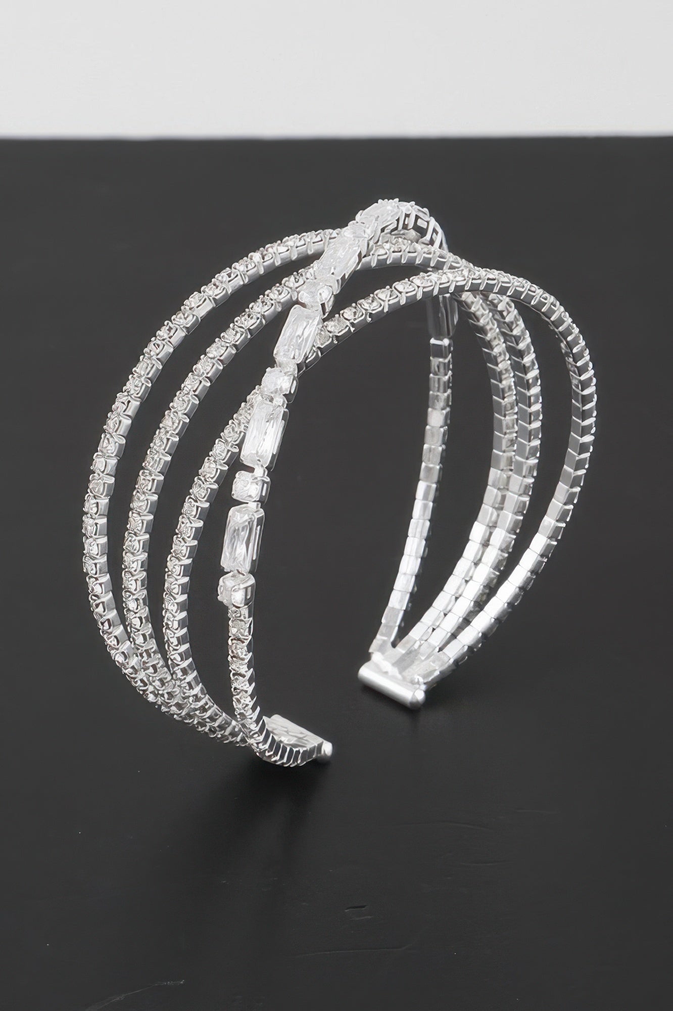 Multi Crystal Laced Cuff Bracelet
