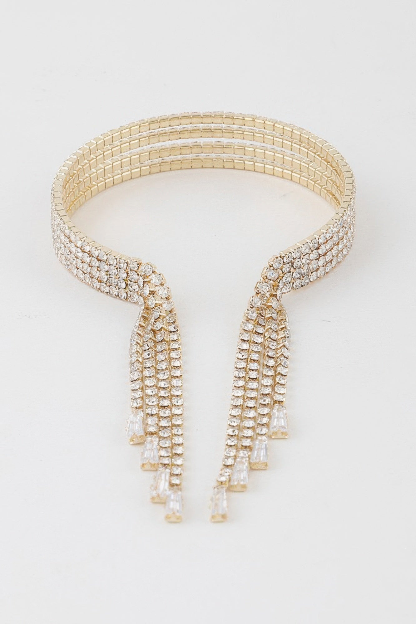 Multi Rhinestone Drop Cuff Bracelet