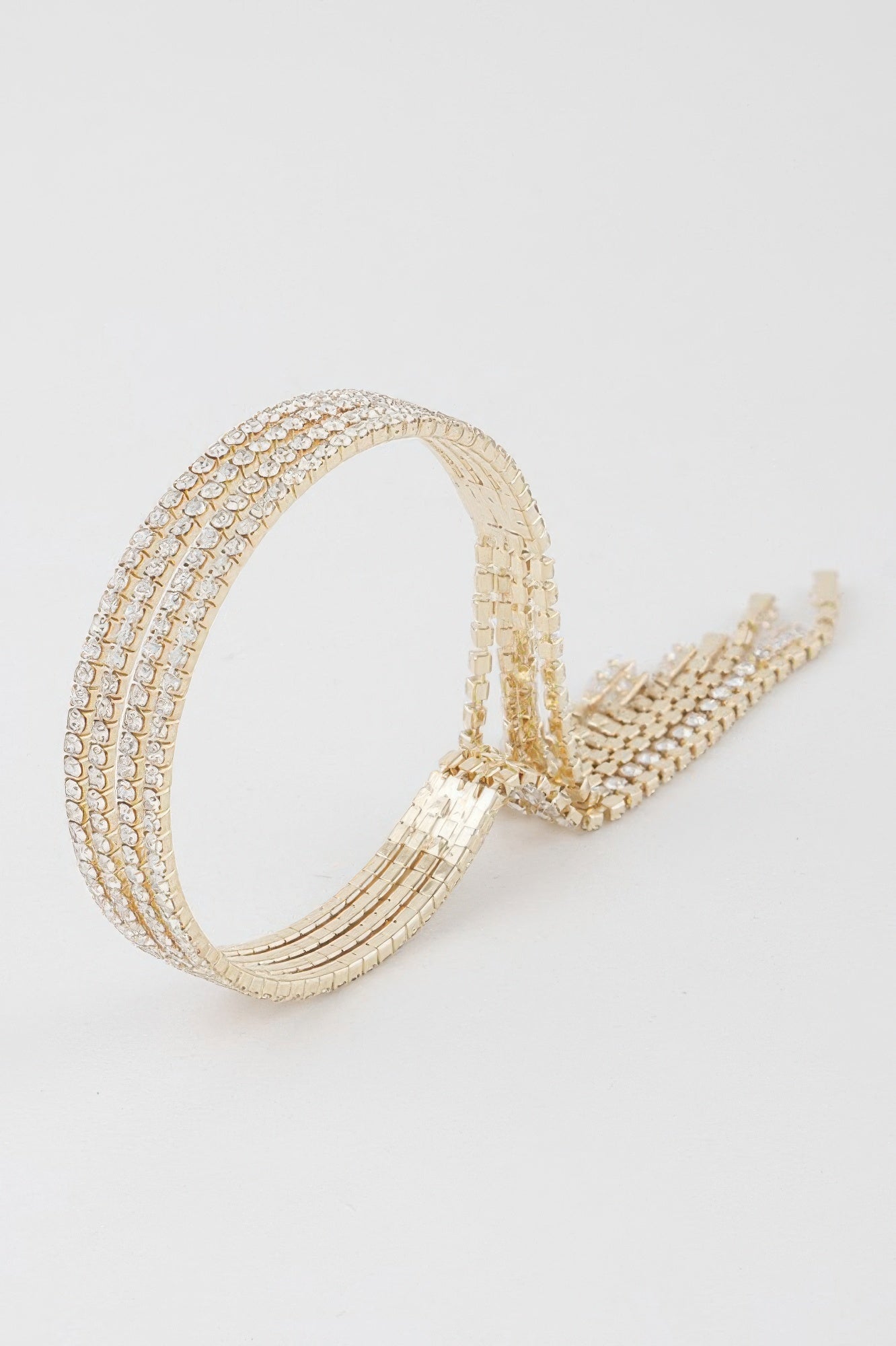 Multi Rhinestone Drop Cuff Bracelet