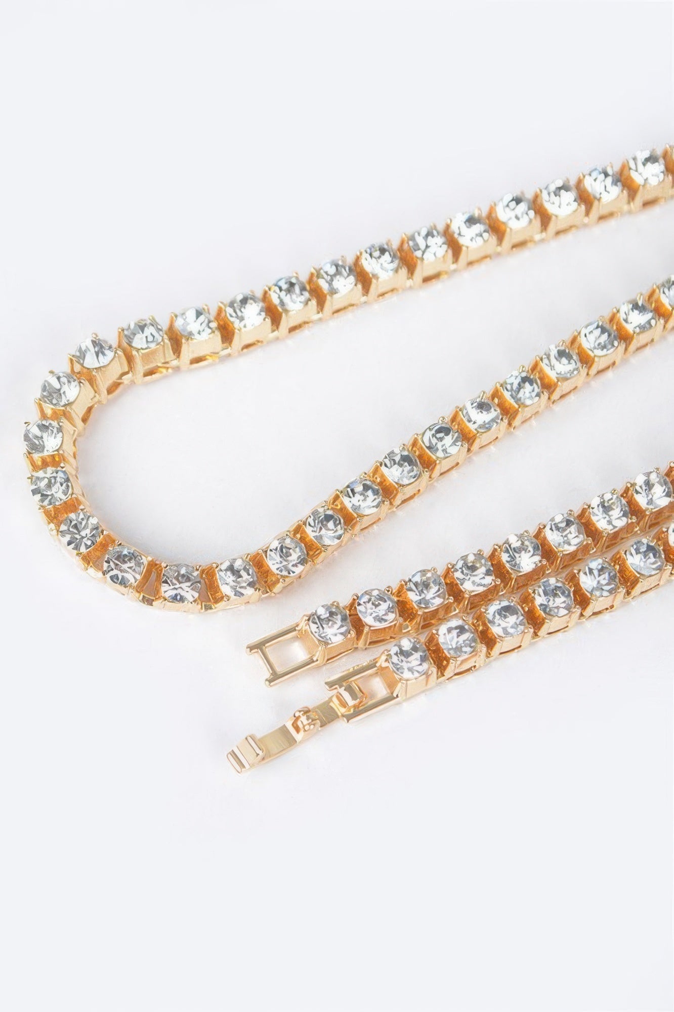 Rhinestone Chain Layered Necklace 60cm