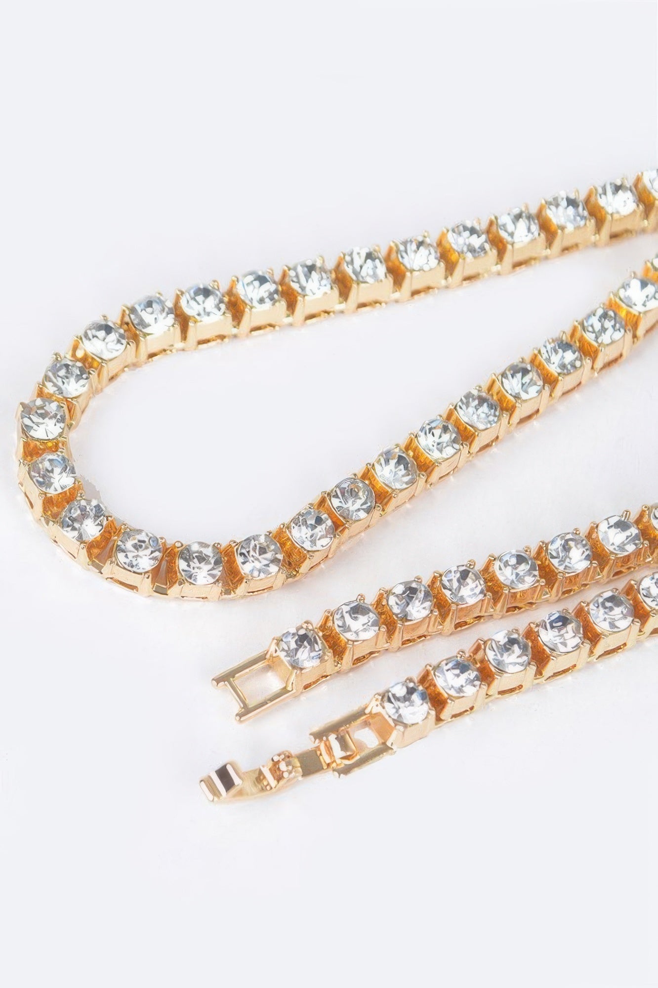 Rhinestone Chain Layered Necklace 45cm