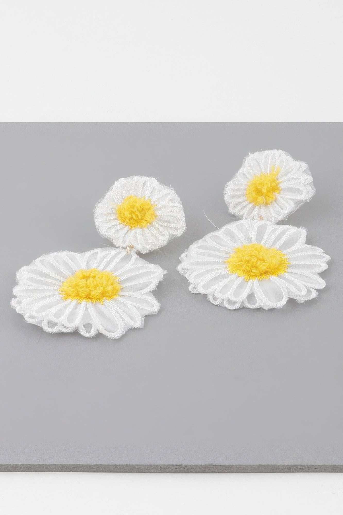 Fabric Daisy Flower Earrings