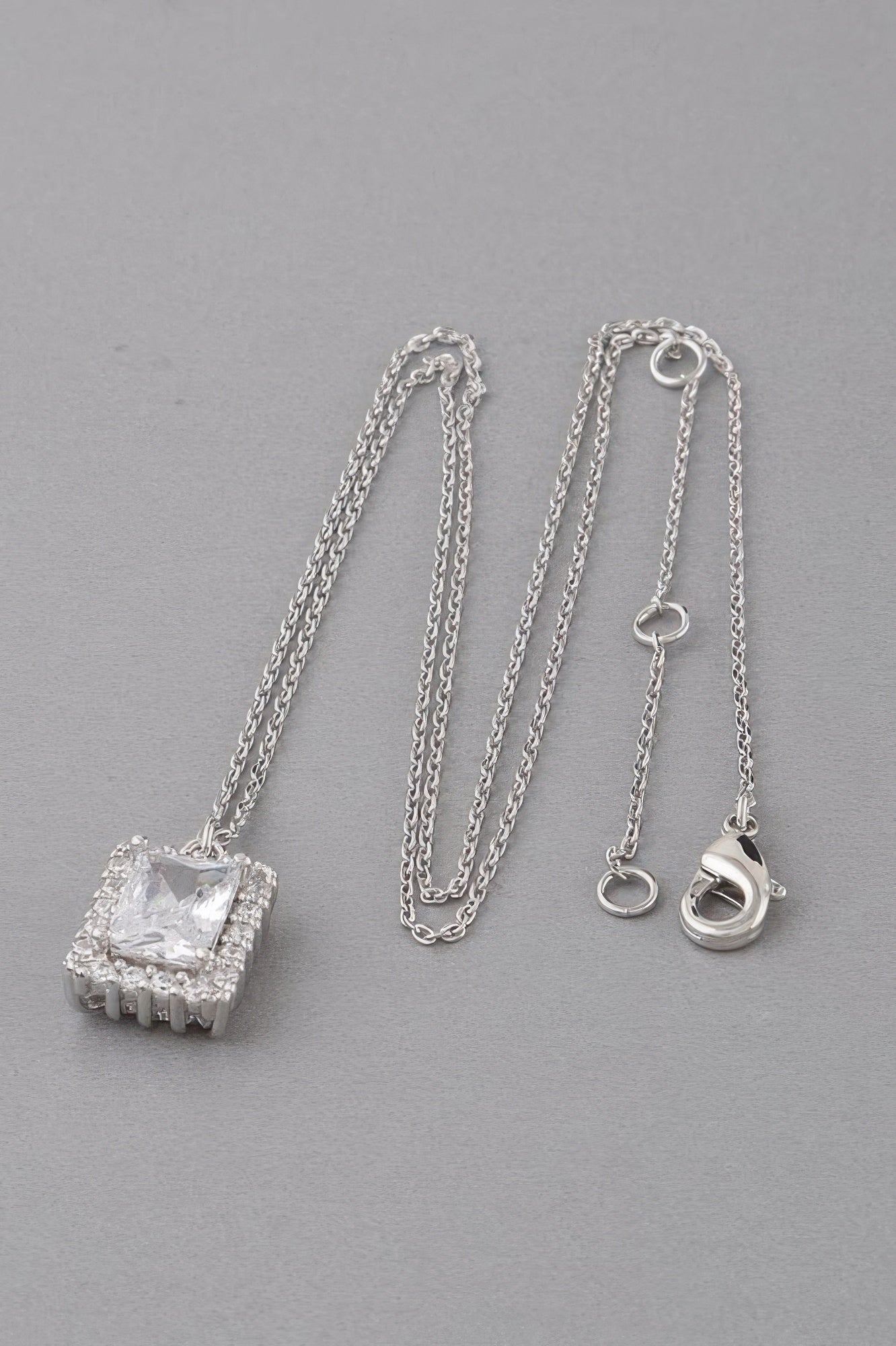Framed Rhinestone Pendant Necklace
