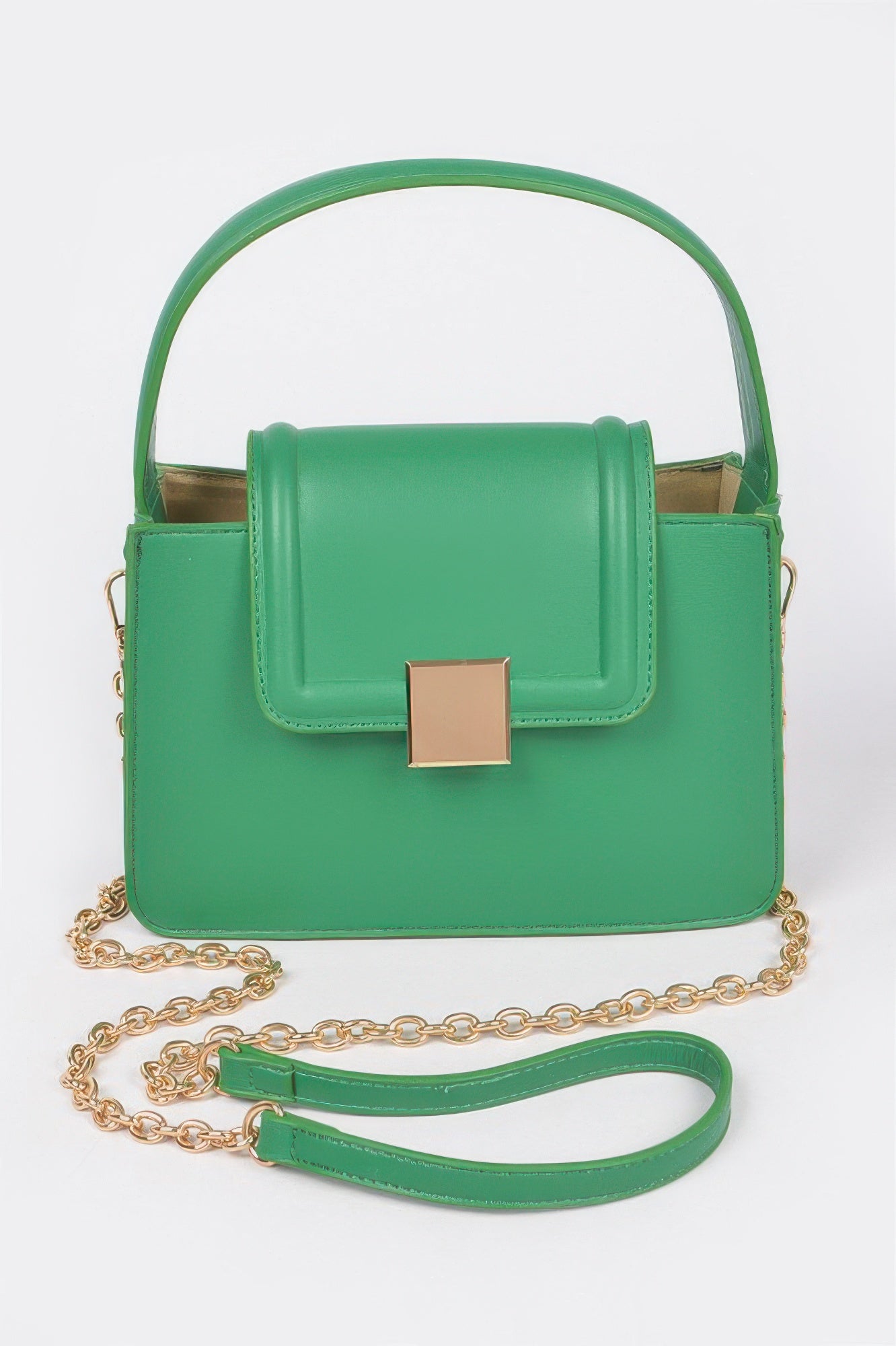 Faux Leather Top Handle Crossbody Bag