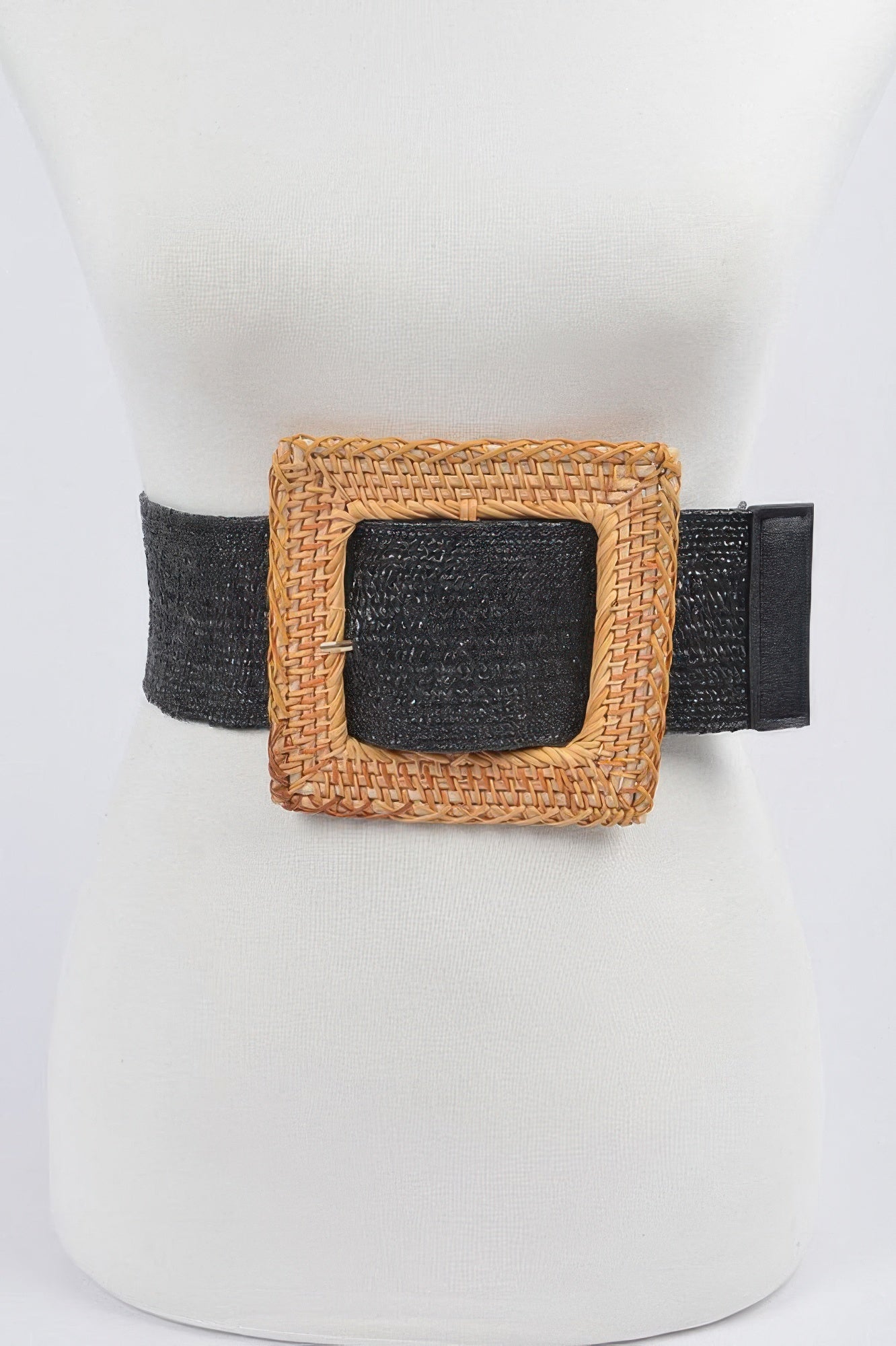 Oversized Bamboo Buckle Waist Elastic Belt