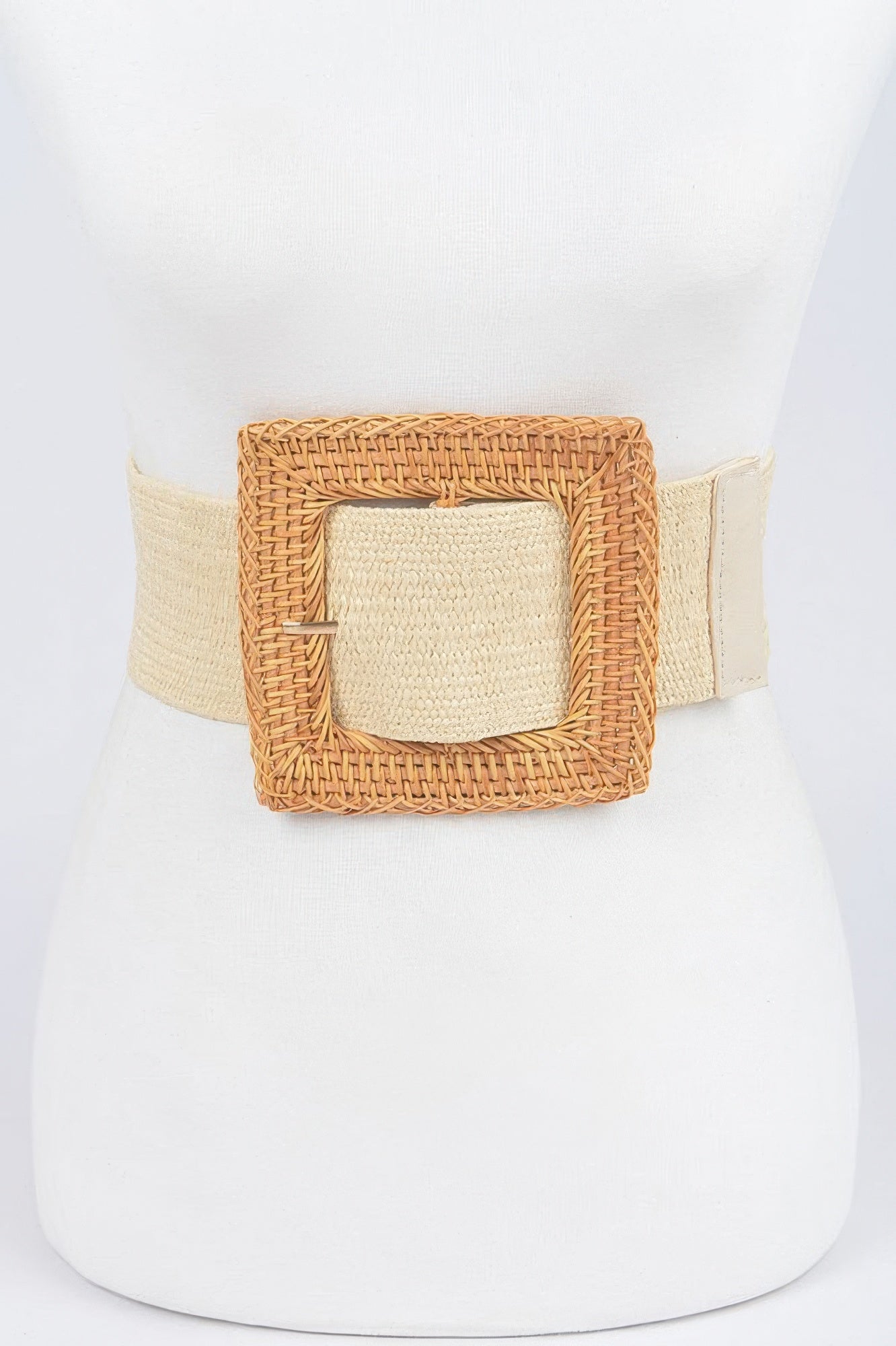 Oversized Bamboo Buckle Waist Elastic Belt