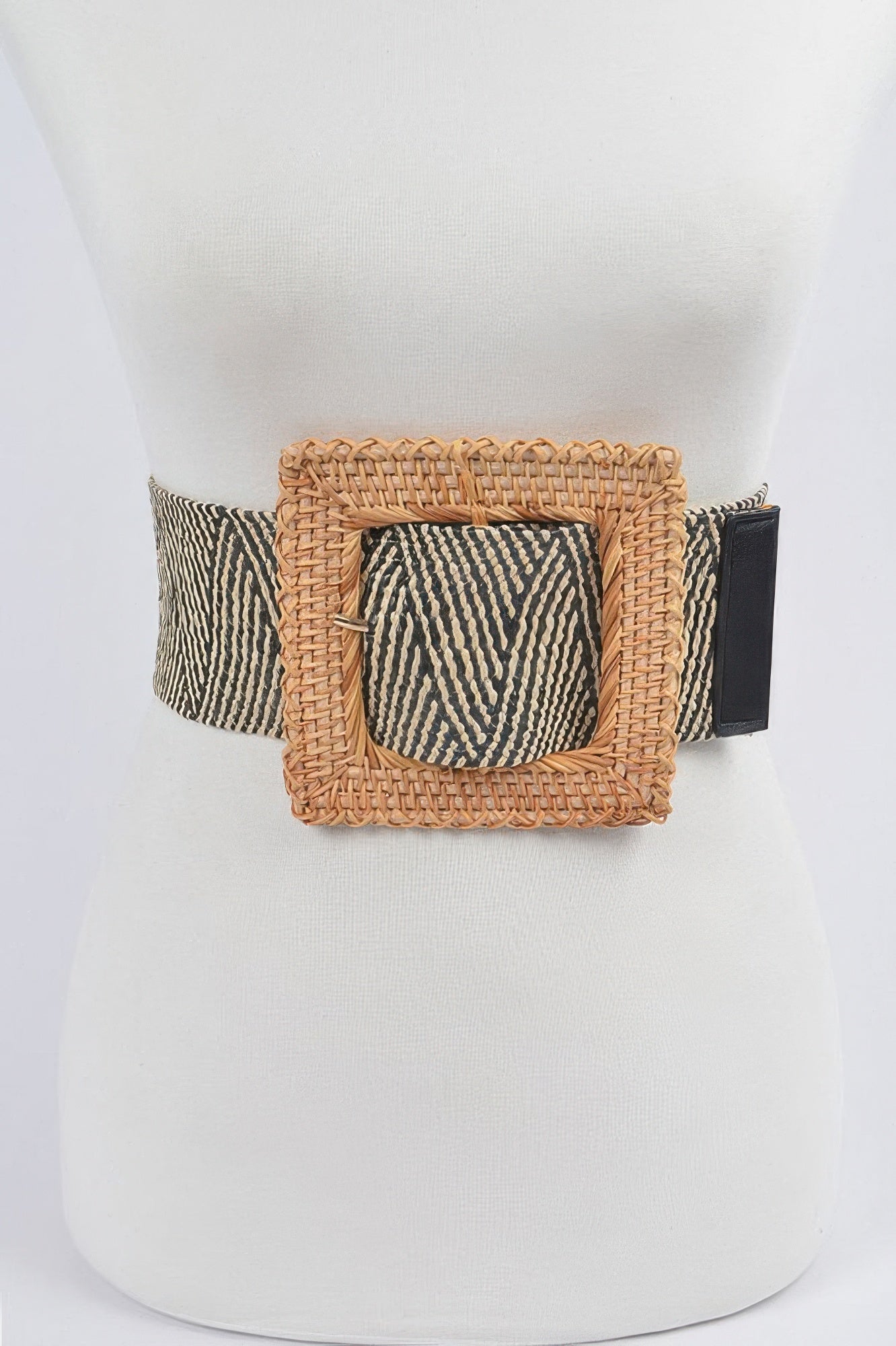 Oversized Bamboo Buckle Waist Elastic Belt