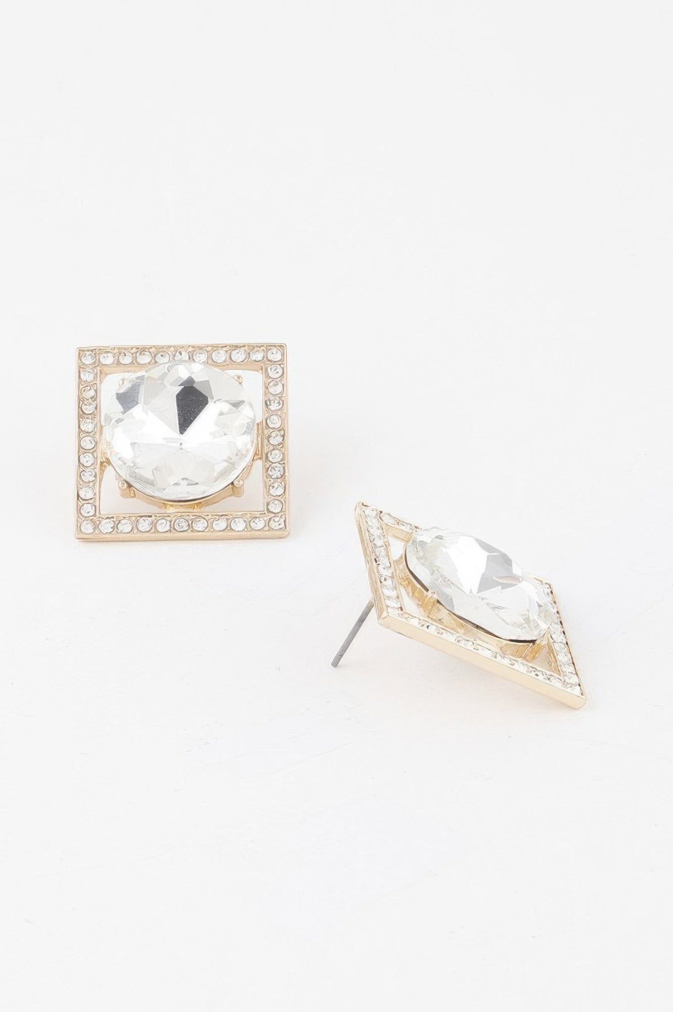 Framed Rhinestone Stud Earrings