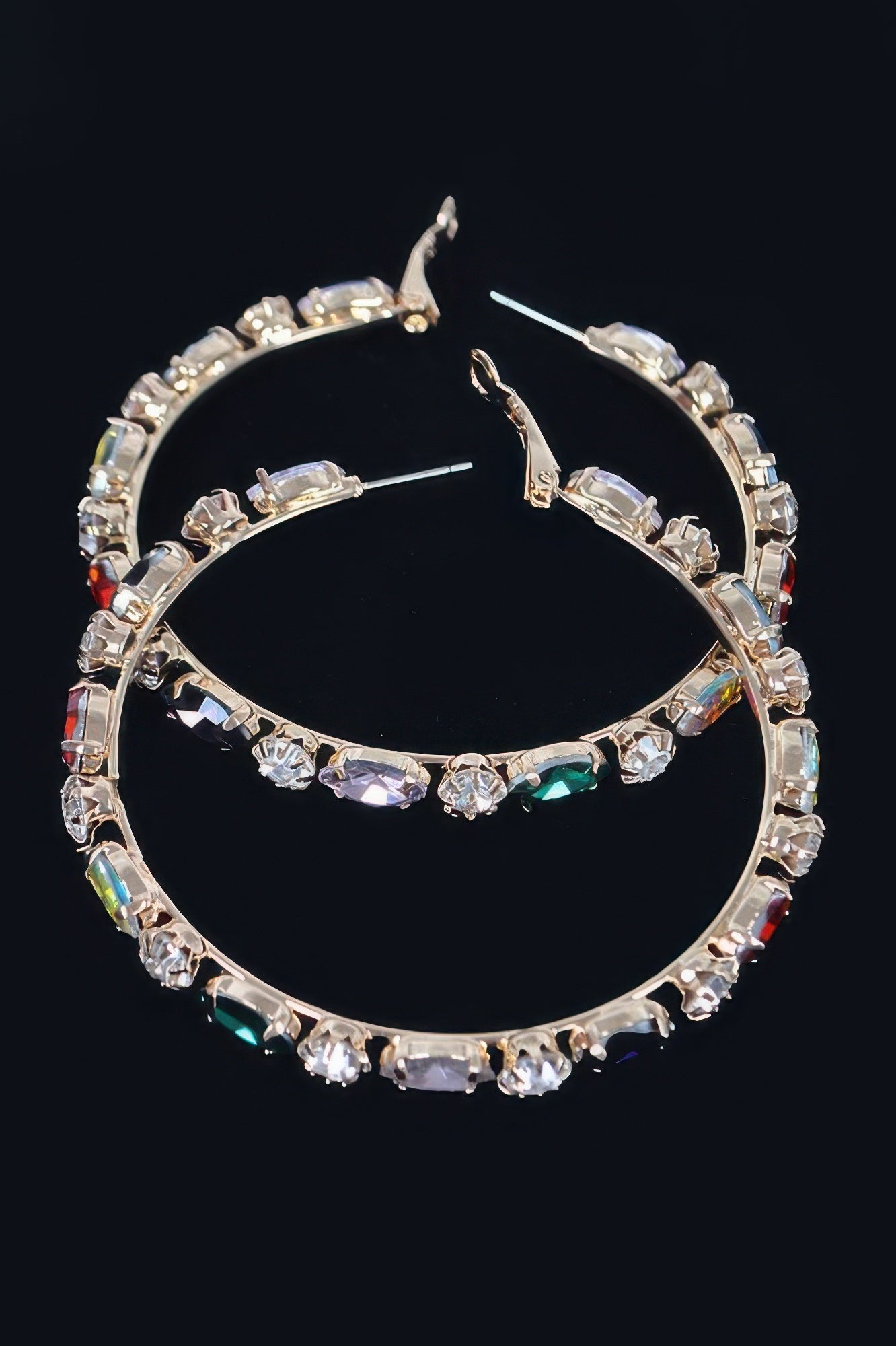 Multi Rhinestone Hoop Earring
