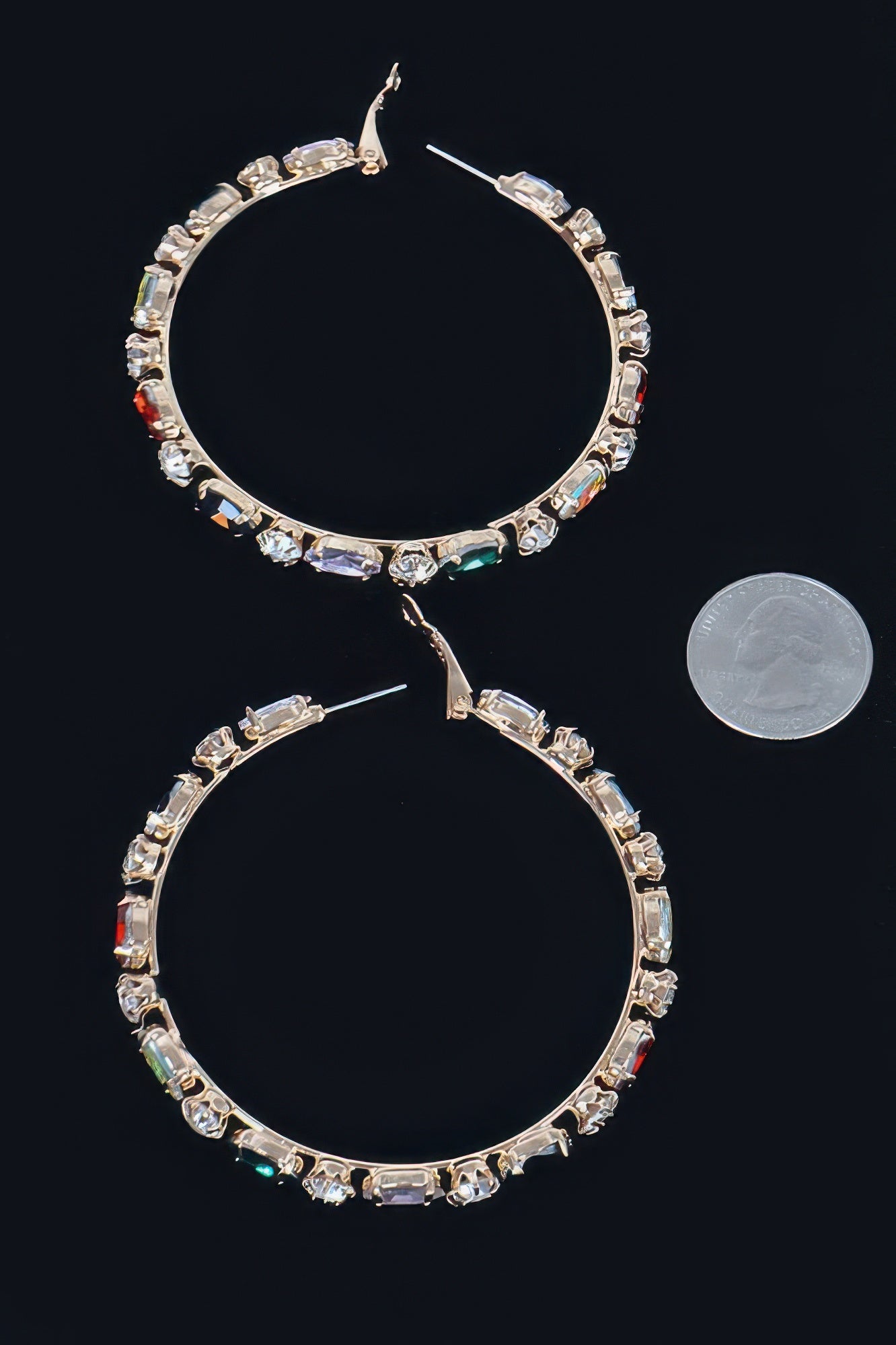 Multi Rhinestone Hoop Earring