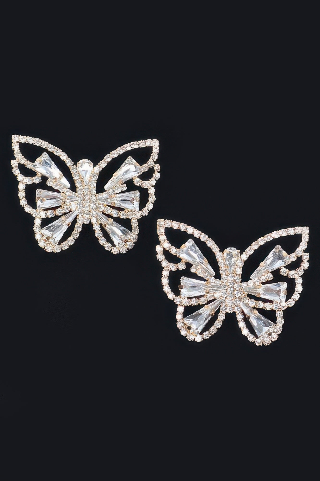 Butterfly Clear Rhinestone Gem Earrings