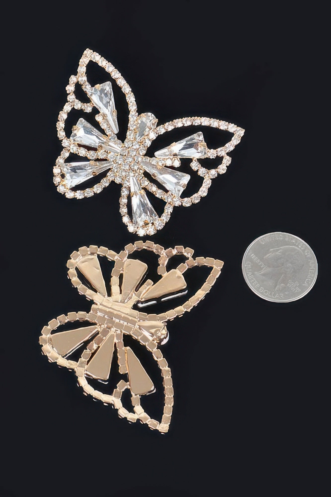 Butterfly Clear Rhinestone Gem Earrings