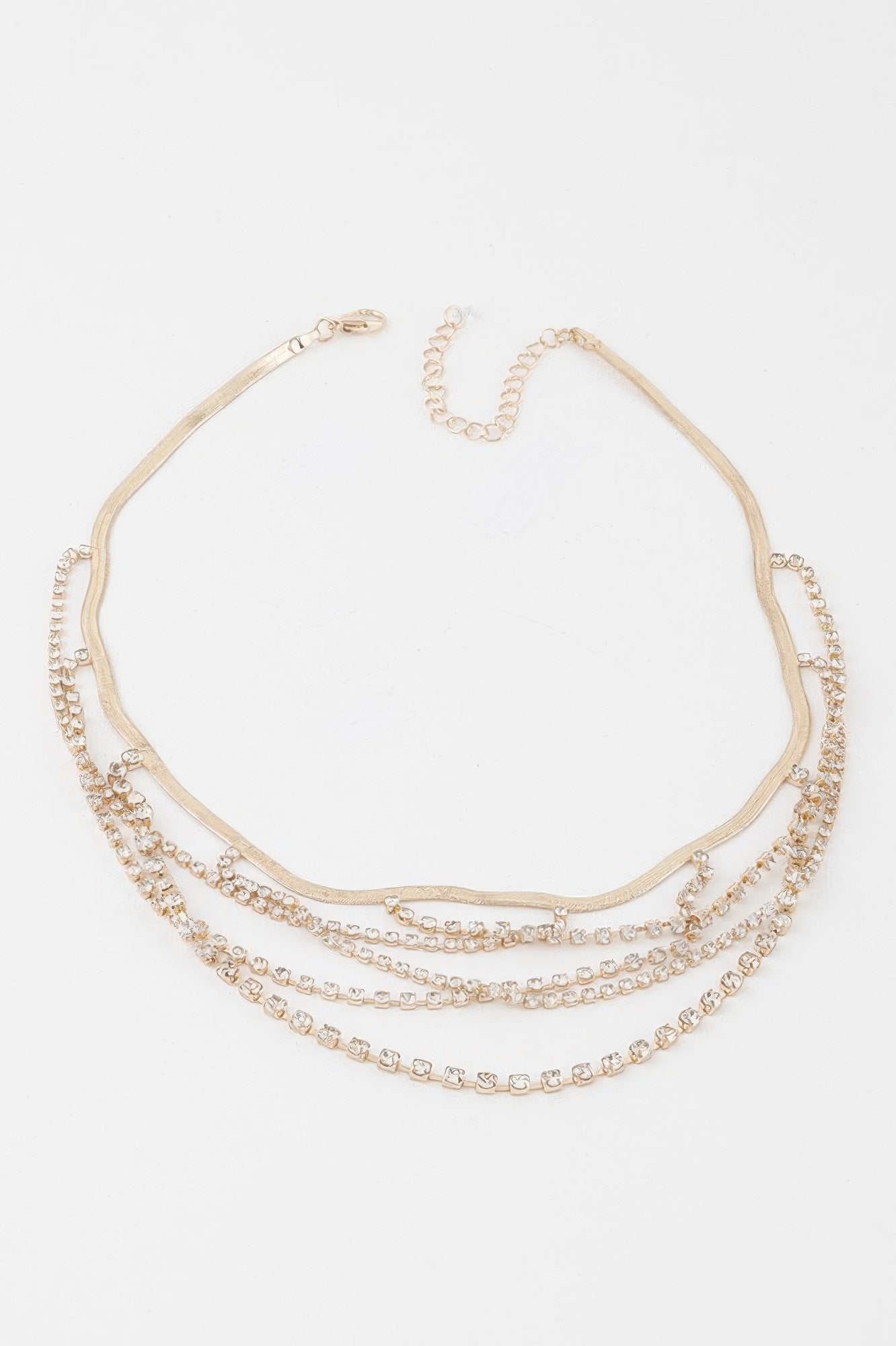Multi Crystal Laced Strand Necklace