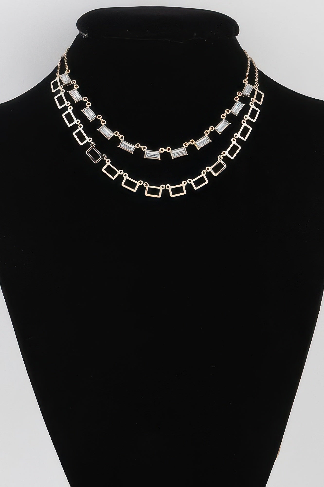 Multi Square Crystal Charm Necklace
