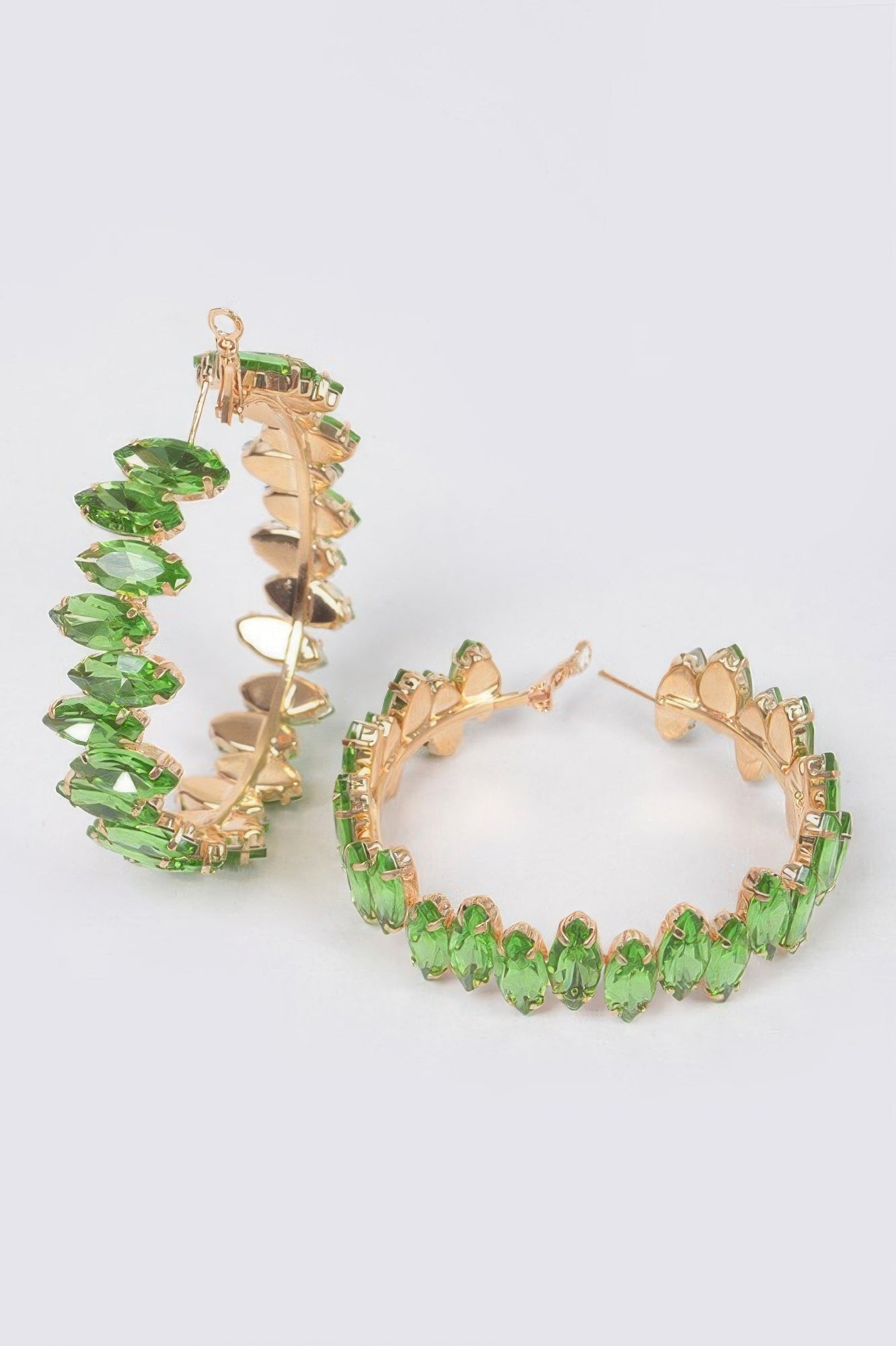 Rhinestone Hoop Earrings 2.5"