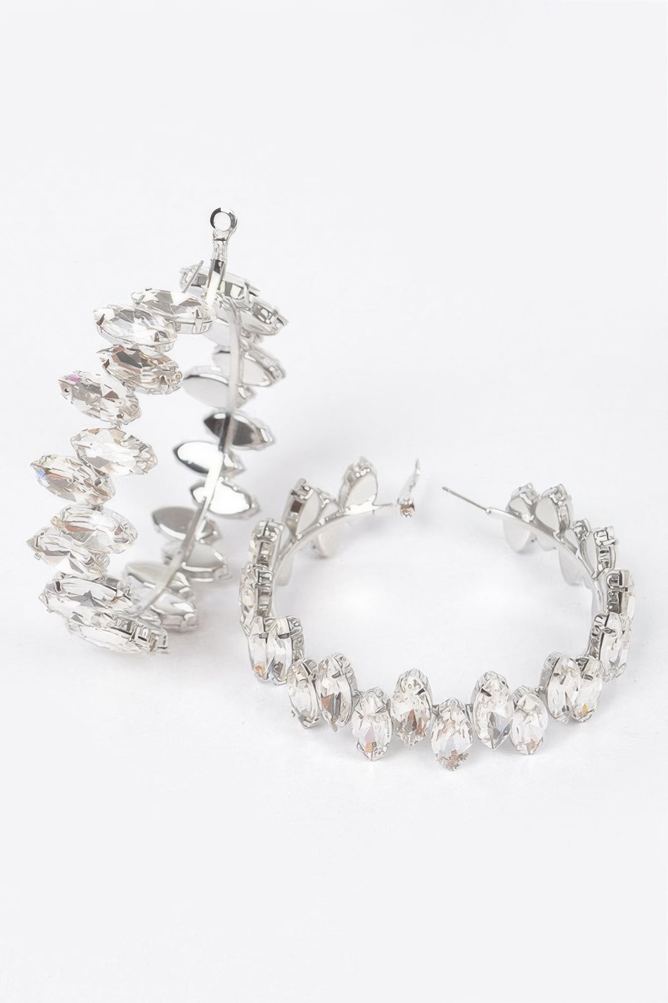Rhinestone Hoop Earrings 2.5"