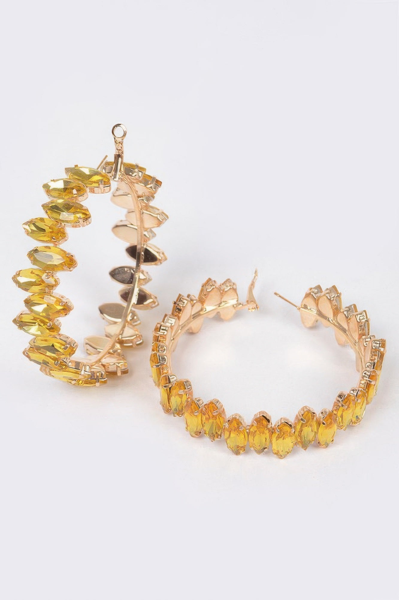 Rhinestone Hoop Earrings 2.5"