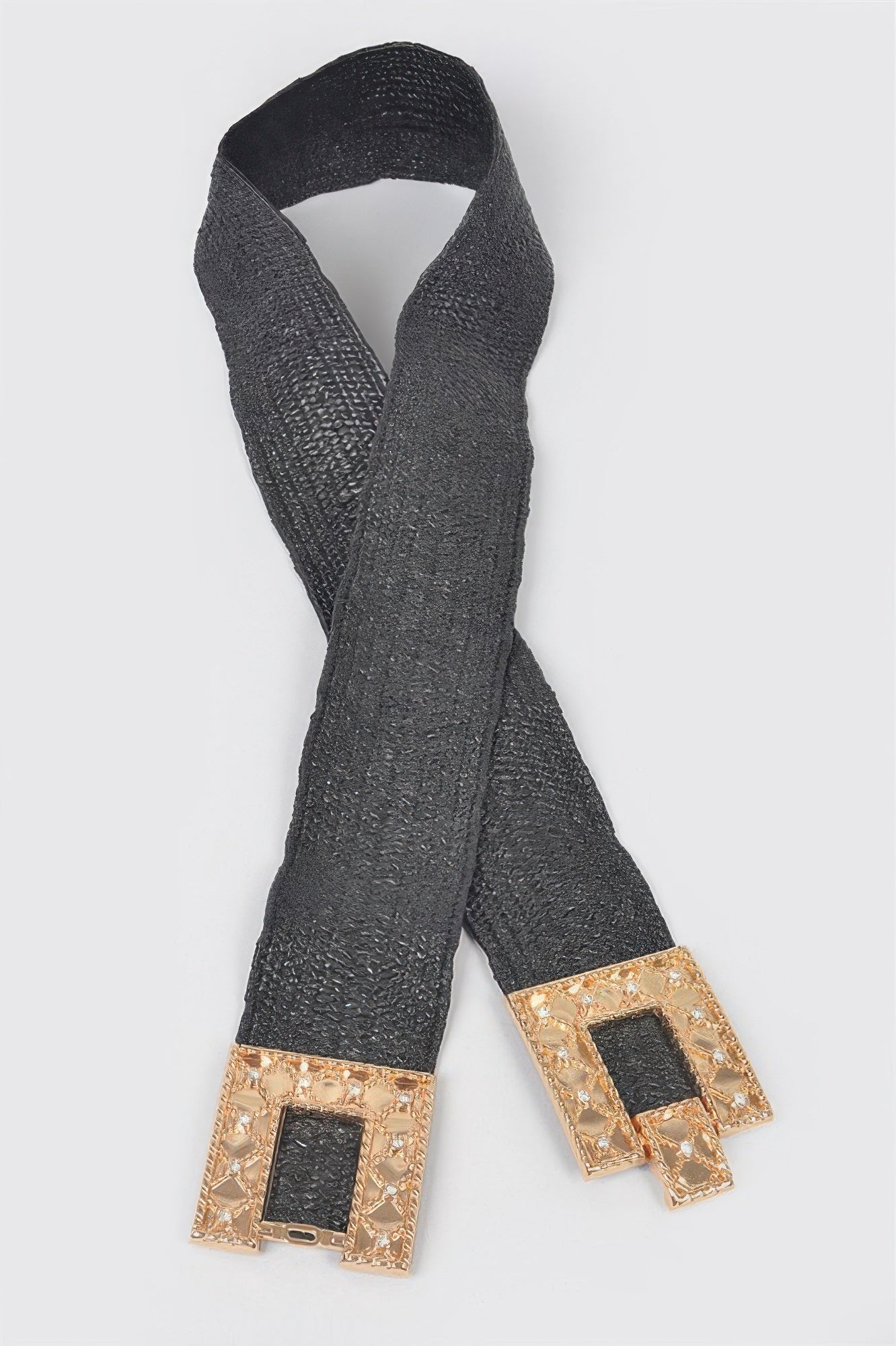 Rhinestone Buckle Plus Size Stretch Straw Belt