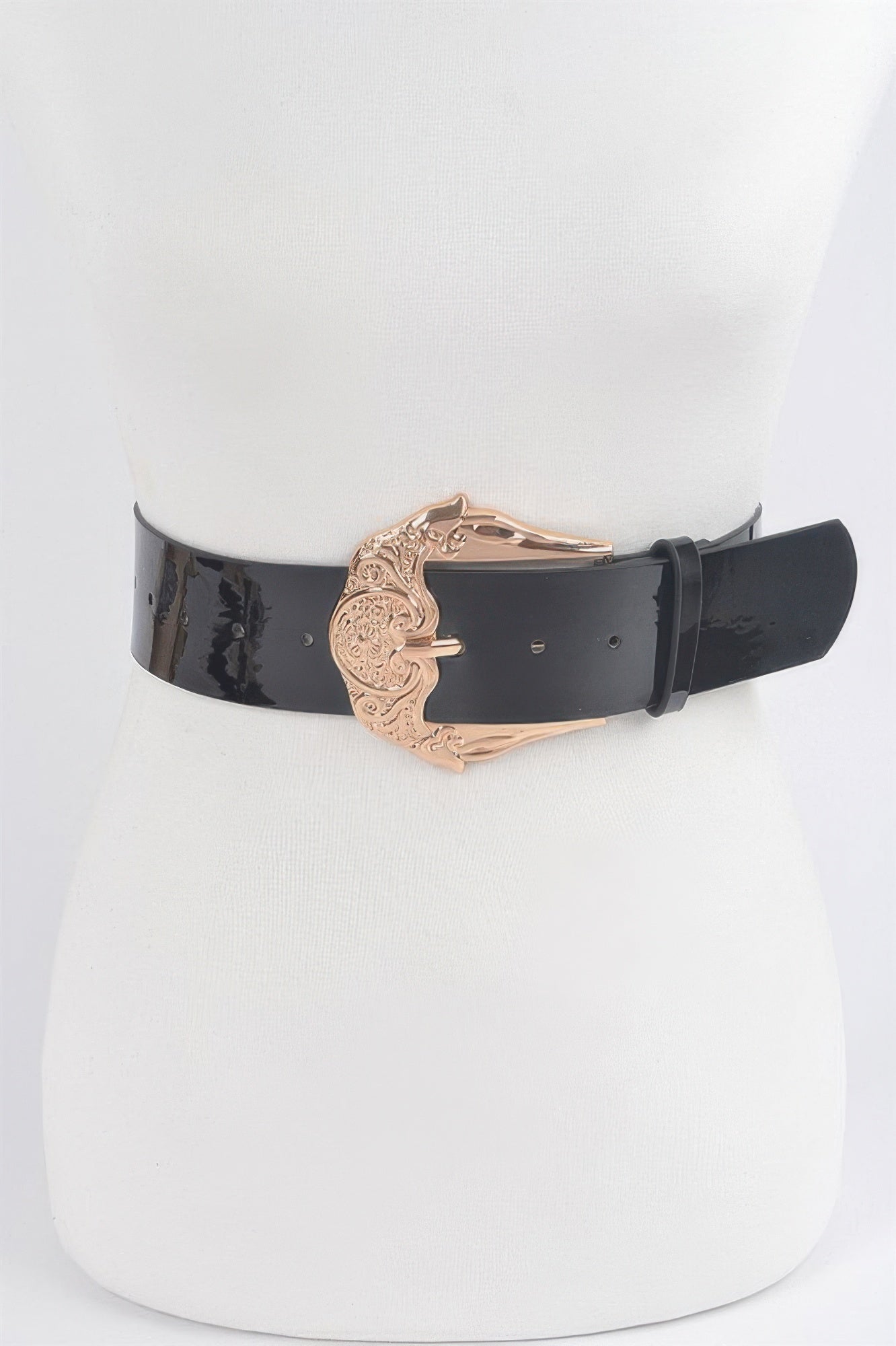 Metal Buckle Enamel Shiny Belt