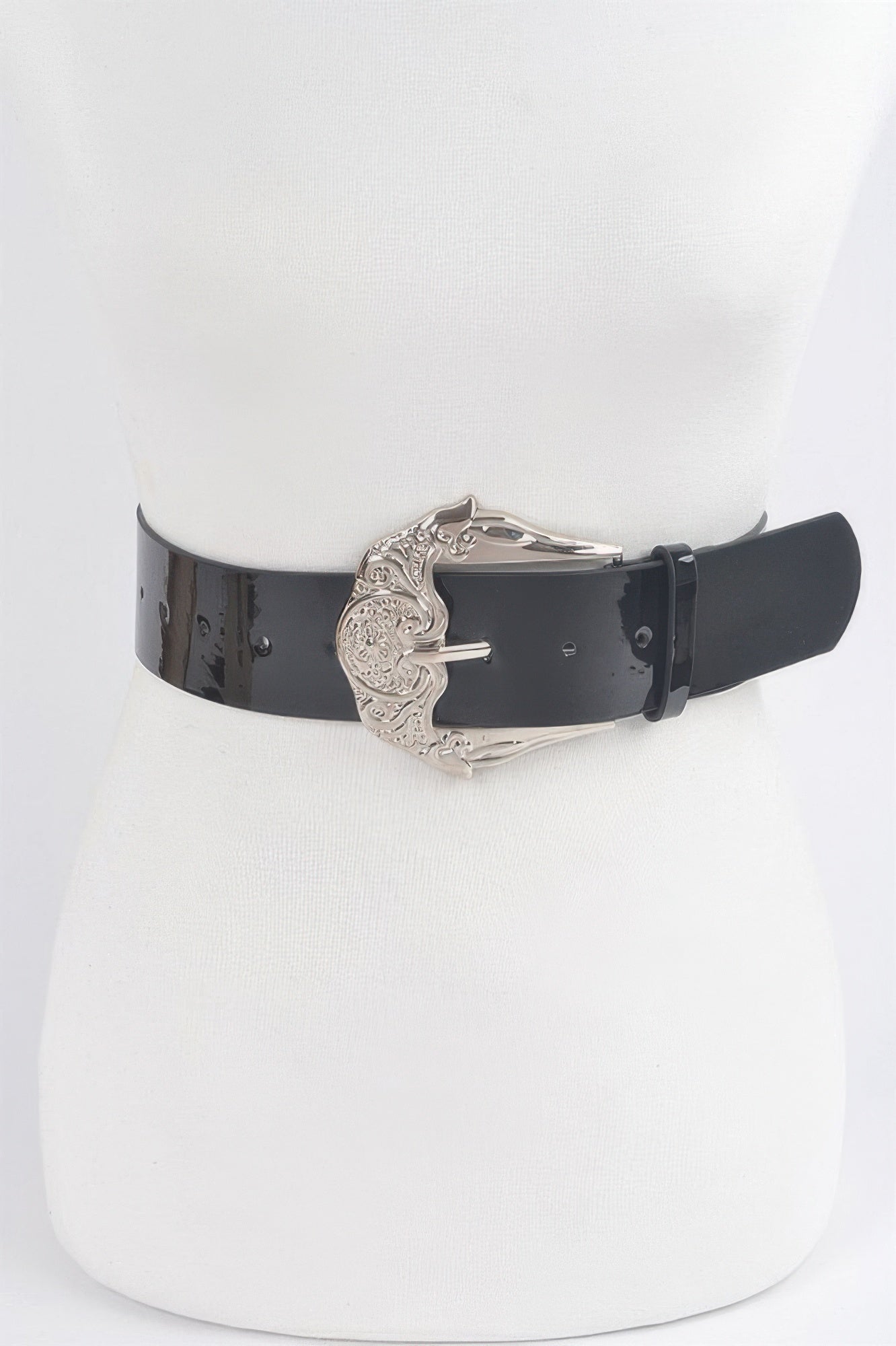 Metal Buckle Enamel Shiny Belt