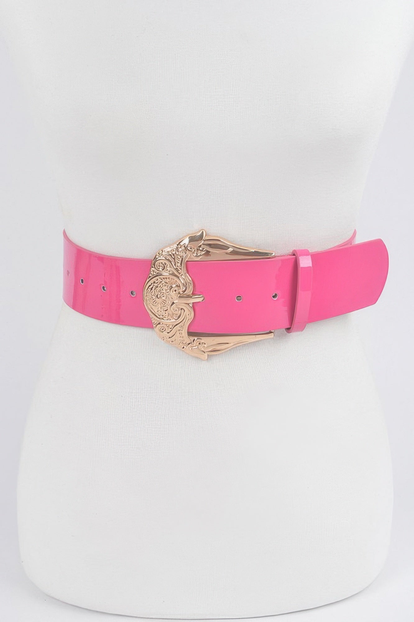 Metal Buckle Enamel Shiny Belt