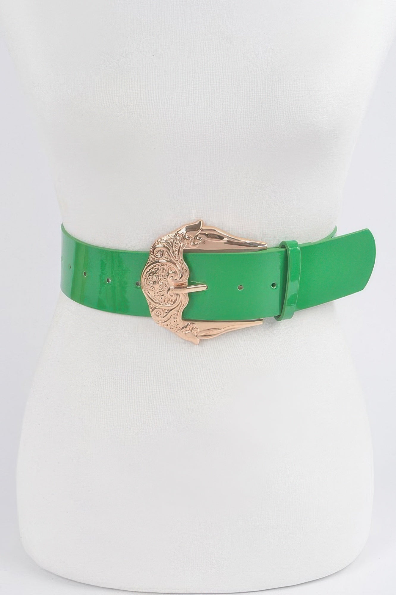 Metal Buckle Enamel Shiny Belt