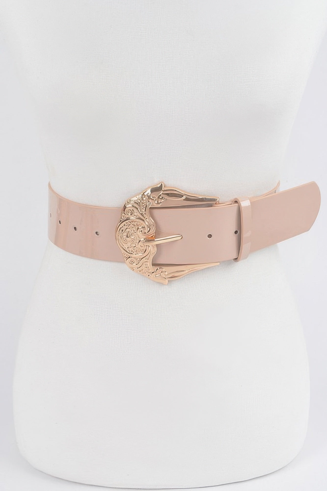 Metal Buckle Enamel Shiny Belt