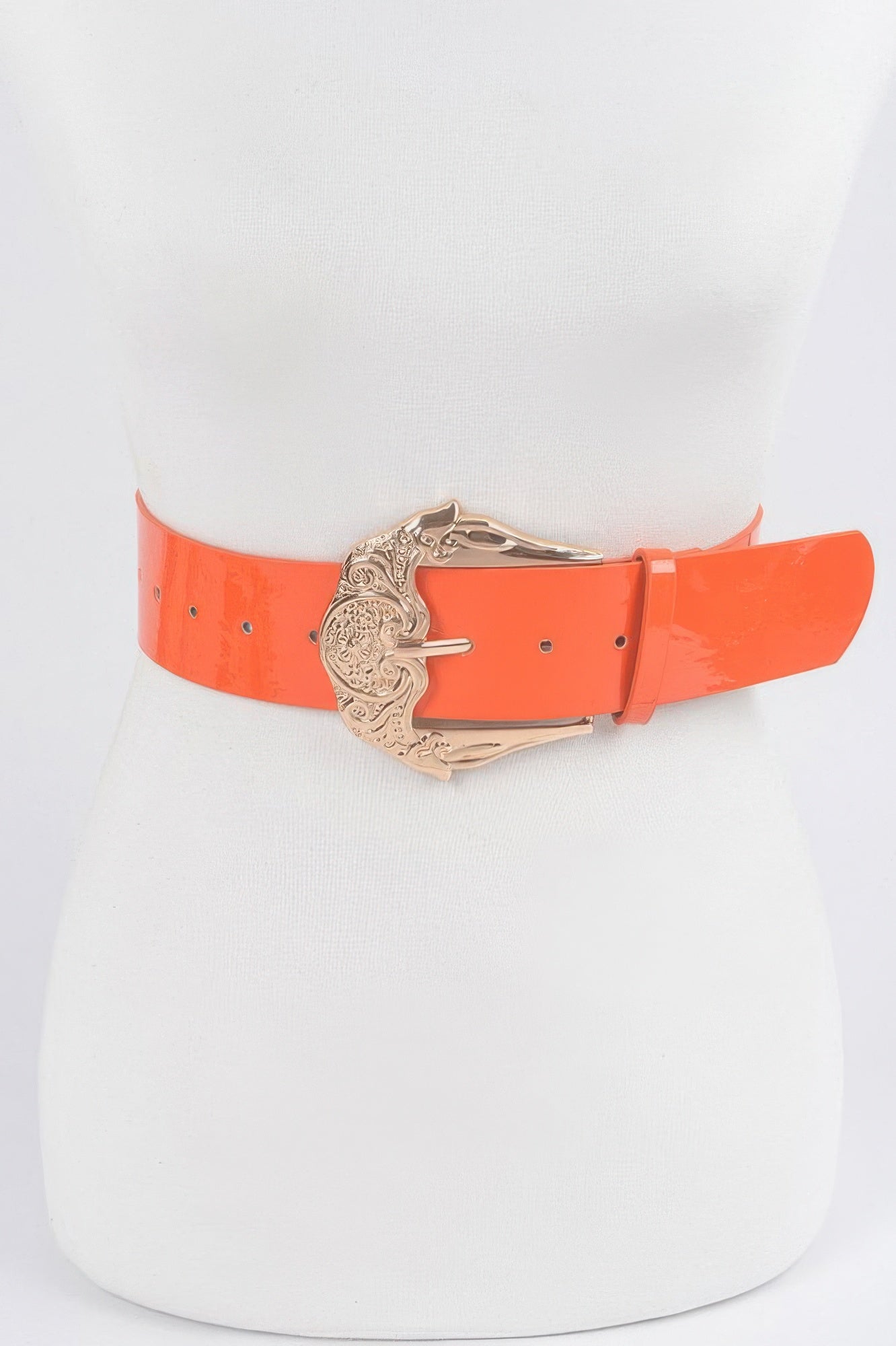 Metal Buckle Enamel Shiny Belt