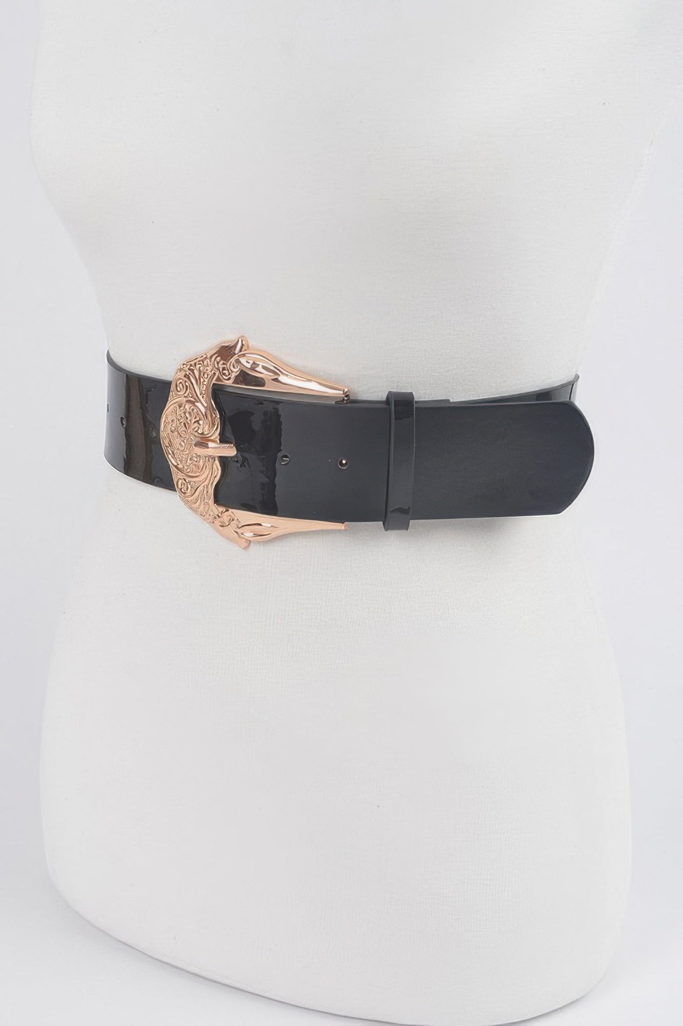 Plus Size Metal Buckle Enamel Shiny Belt