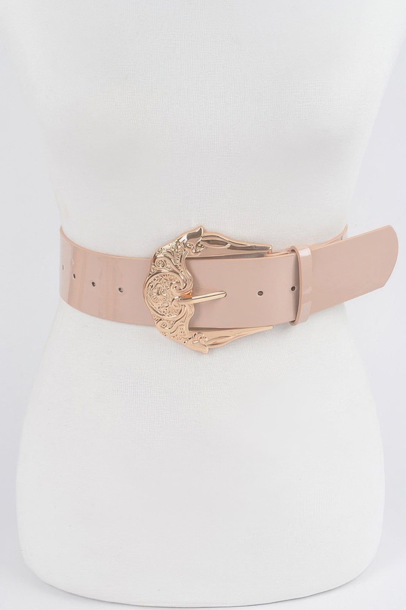 Plus Size Metal Buckle Enamel Shiny Belt