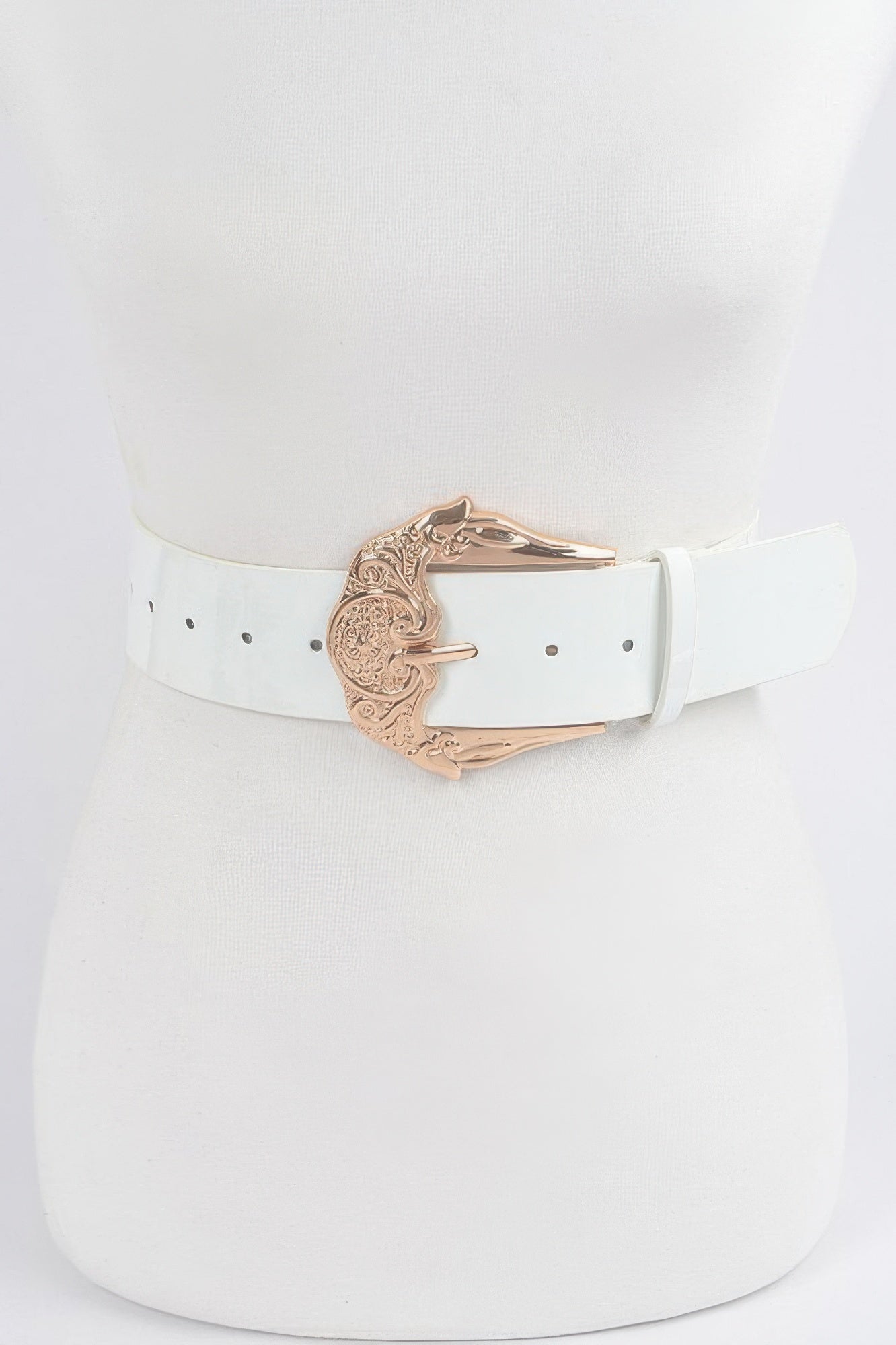 Plus Size Metal Buckle Enamel Shiny Belt