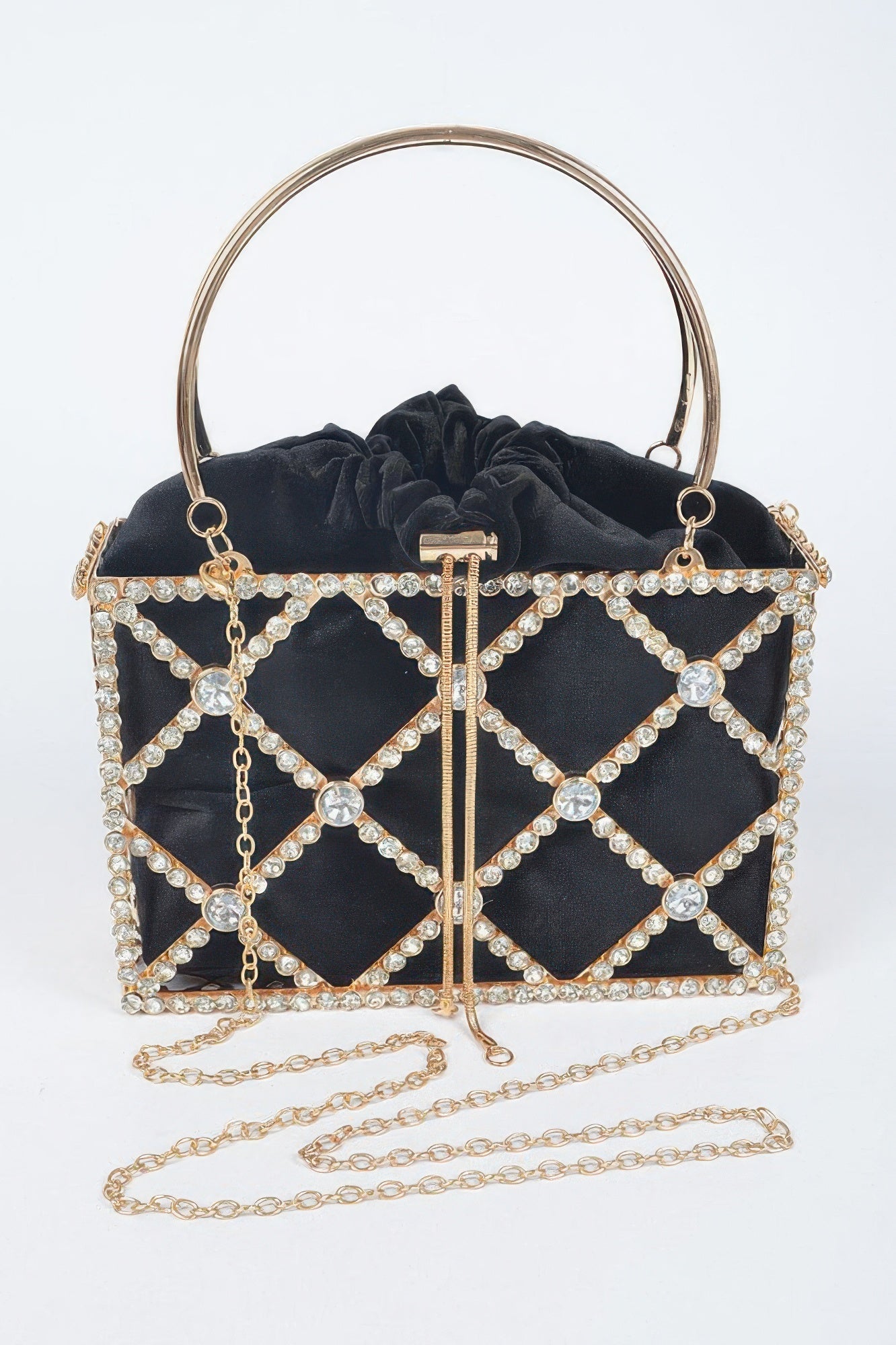 Rhinestone Metal Frame Clutch