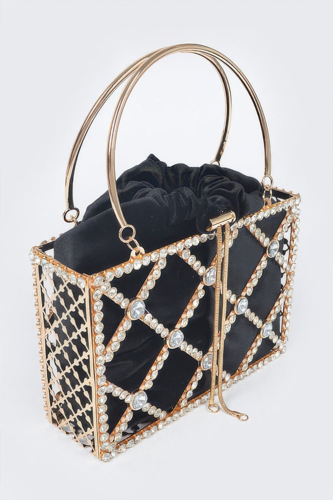 Rhinestone Metal Frame Clutch