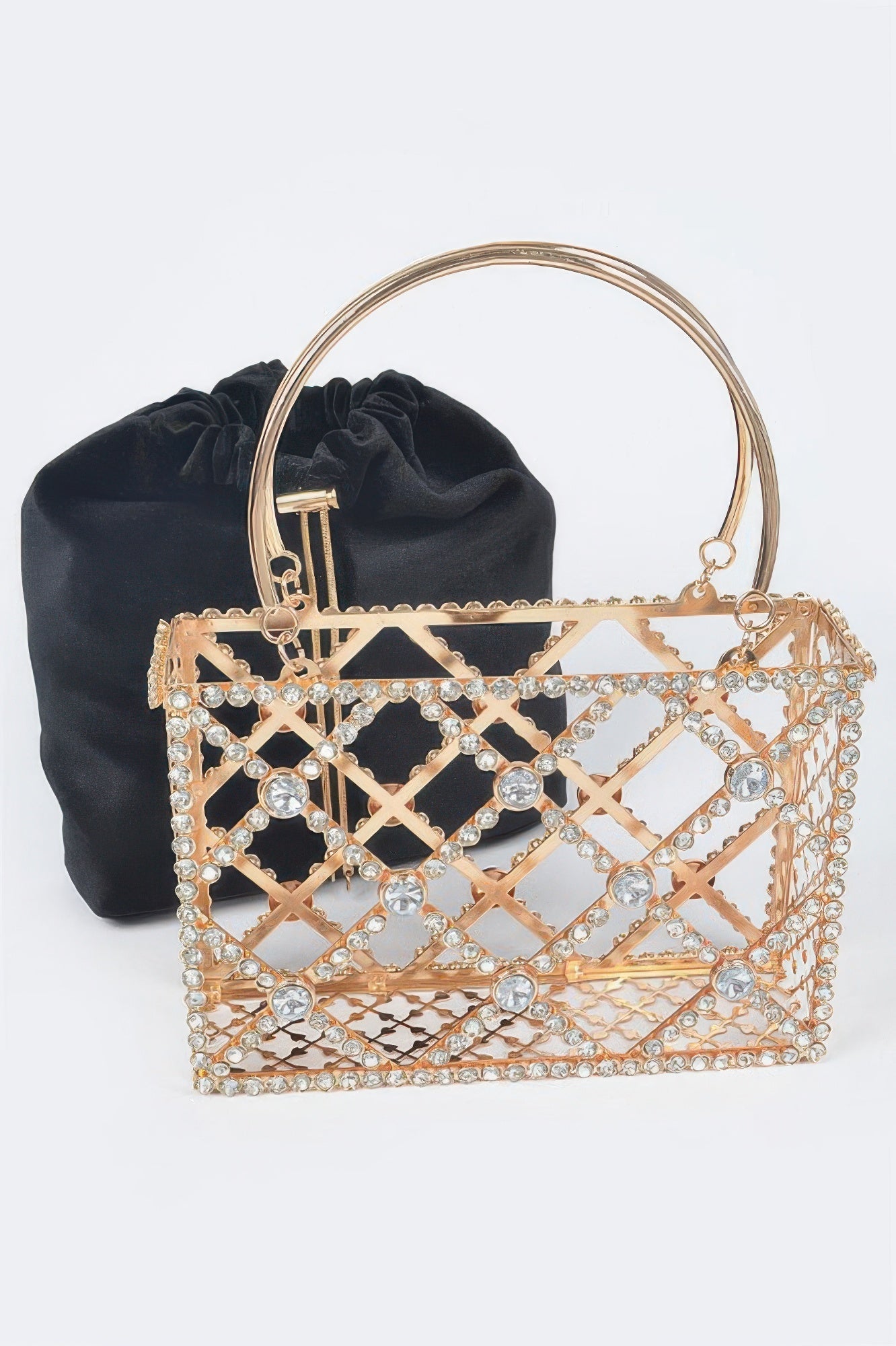 Rhinestone Metal Frame Clutch