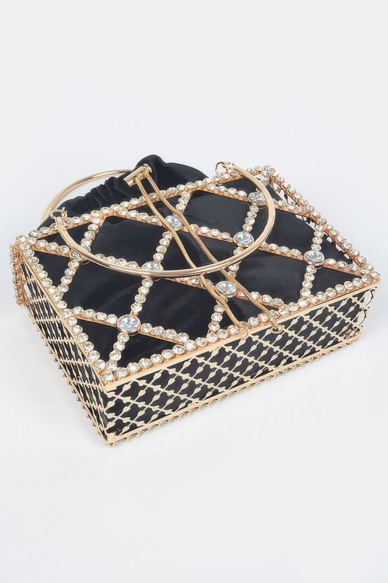 Rhinestone Metal Frame Clutch