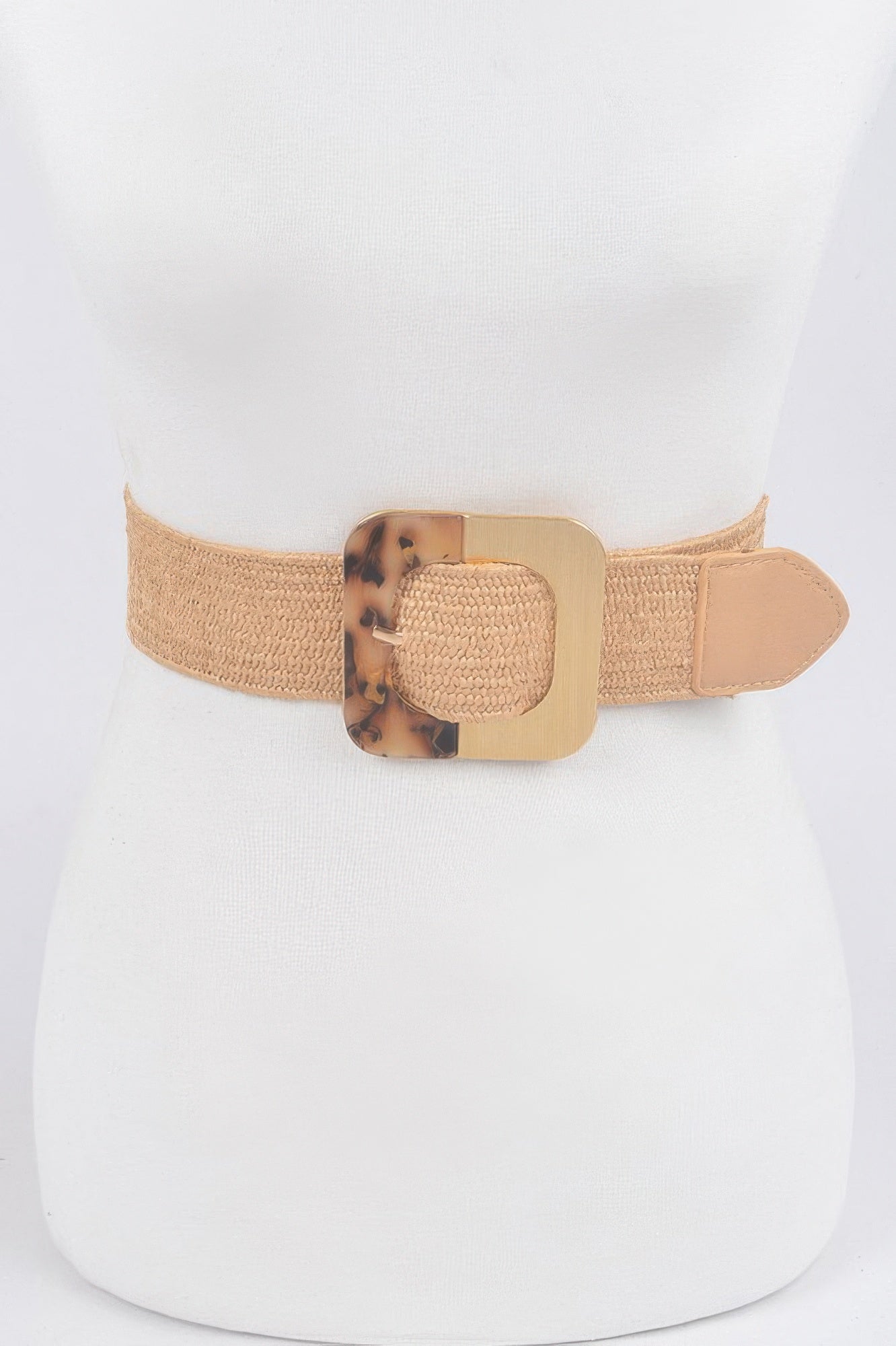 Square Metal Buckle Stretch Belt