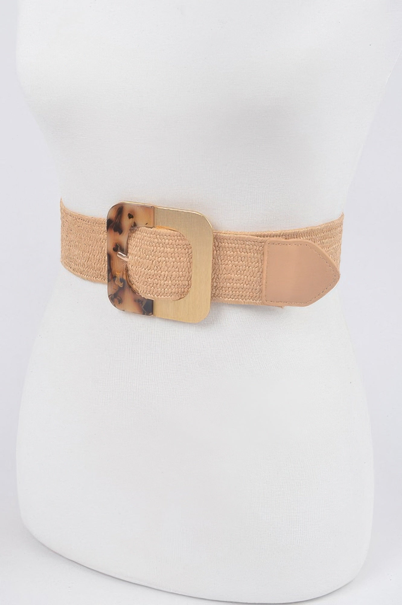 Square Metal Buckle Stretch Belt