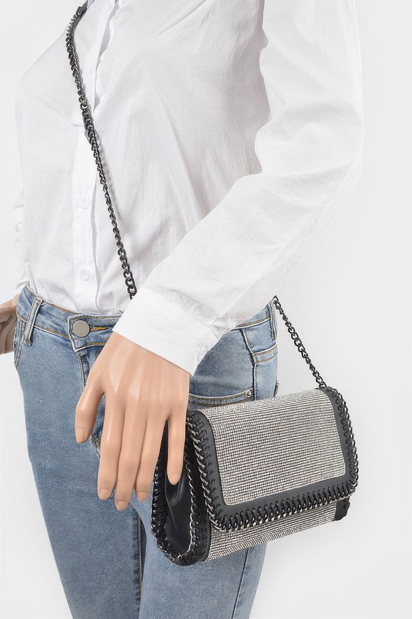 Multi Color Rhinestone Chain Braided Clutch