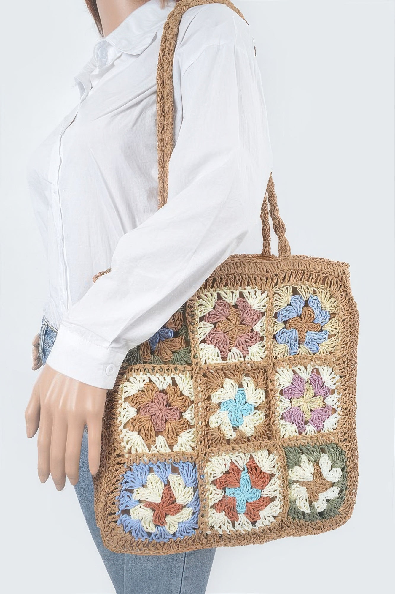 Faux Straw Tote Bag
