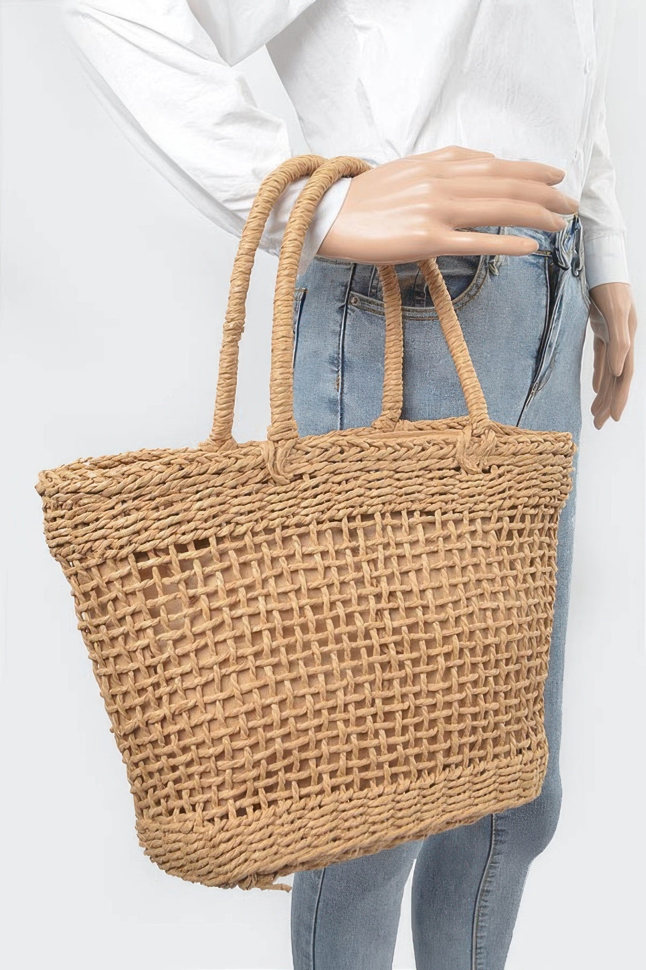 Faux Straw Tote Bag