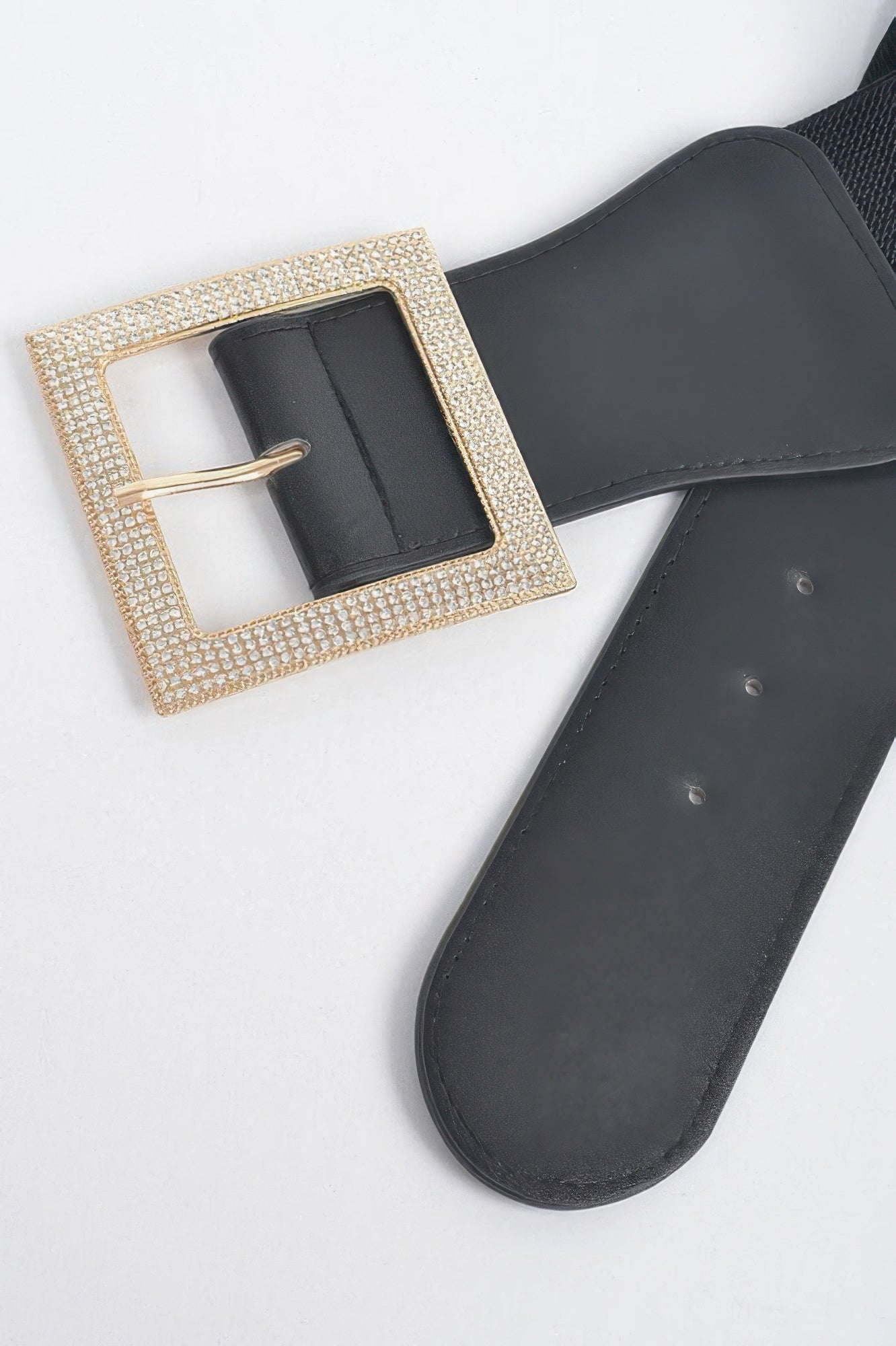 Rhinestone Buckle Elastic Belt