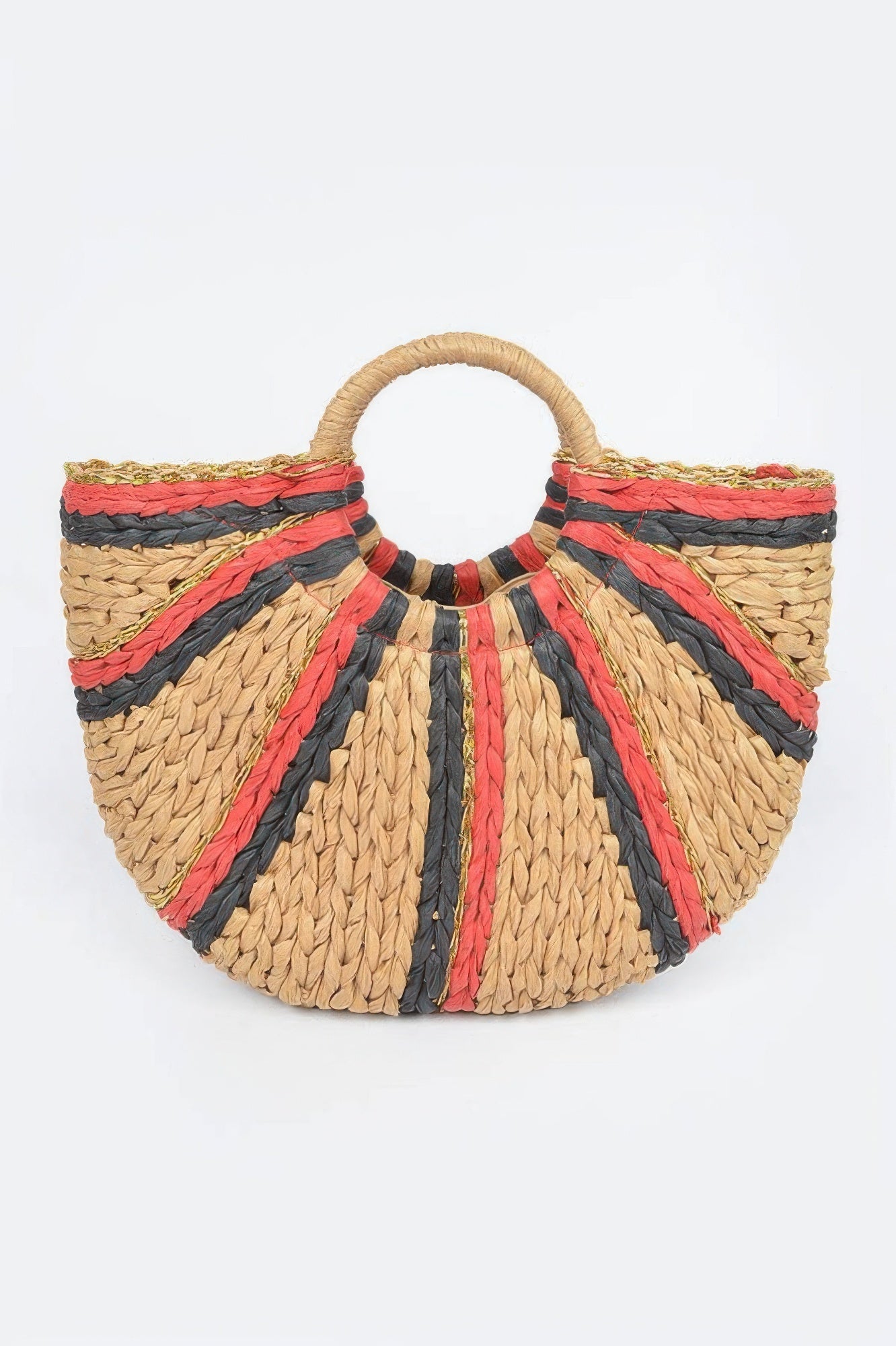 Two Toned Straw Tote Bag