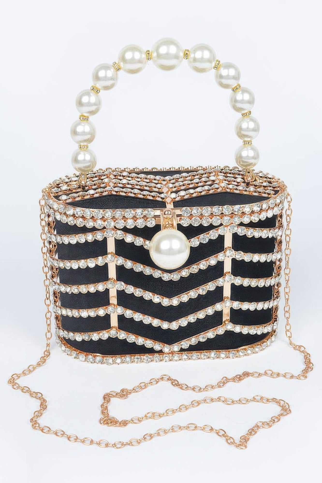 Rhinestone Metal Frame Clutch