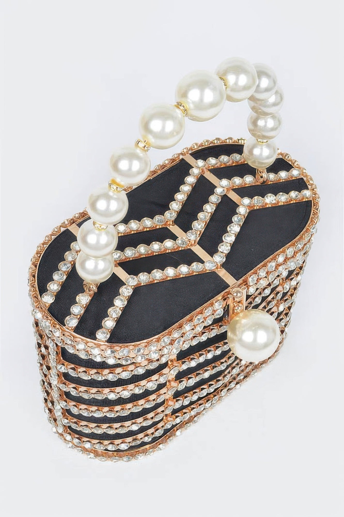Rhinestone Metal Frame Clutch