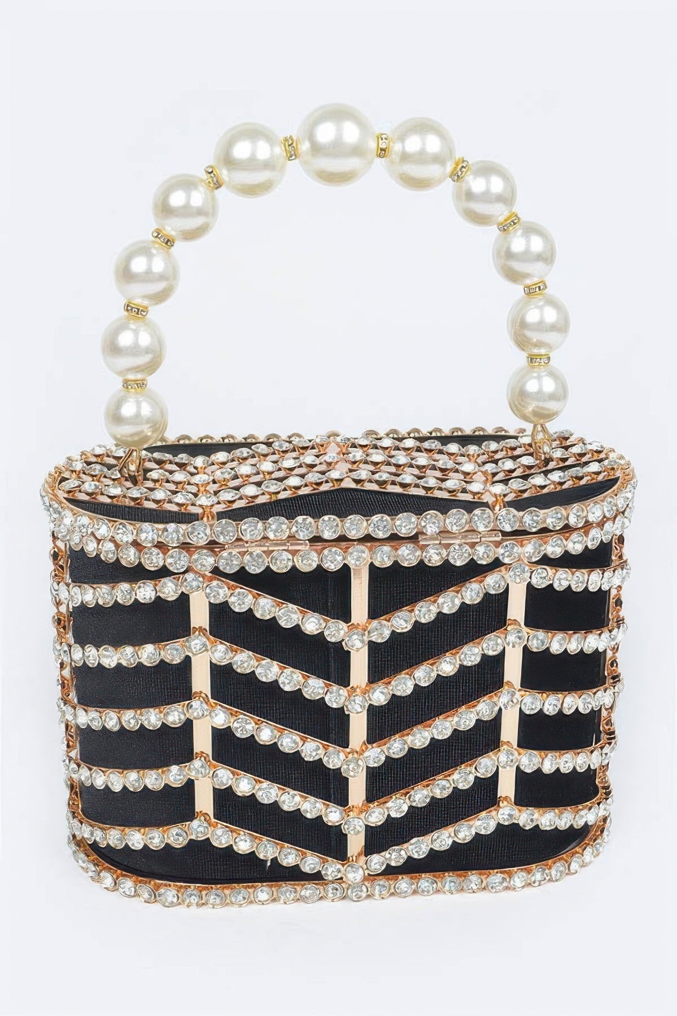 Rhinestone Metal Frame Clutch