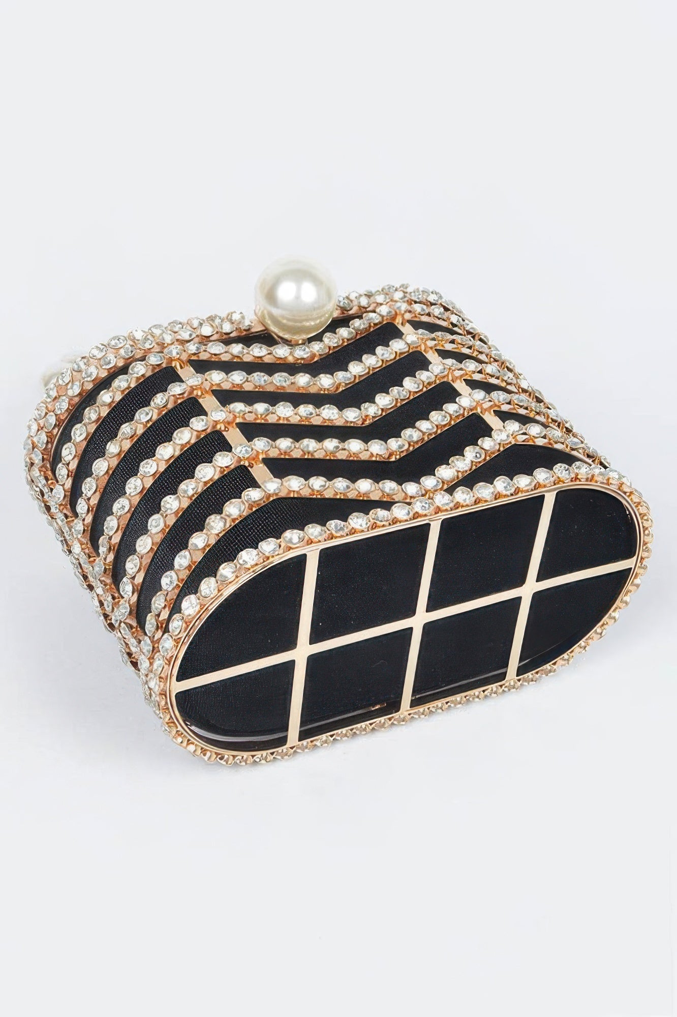 Rhinestone Metal Frame Clutch