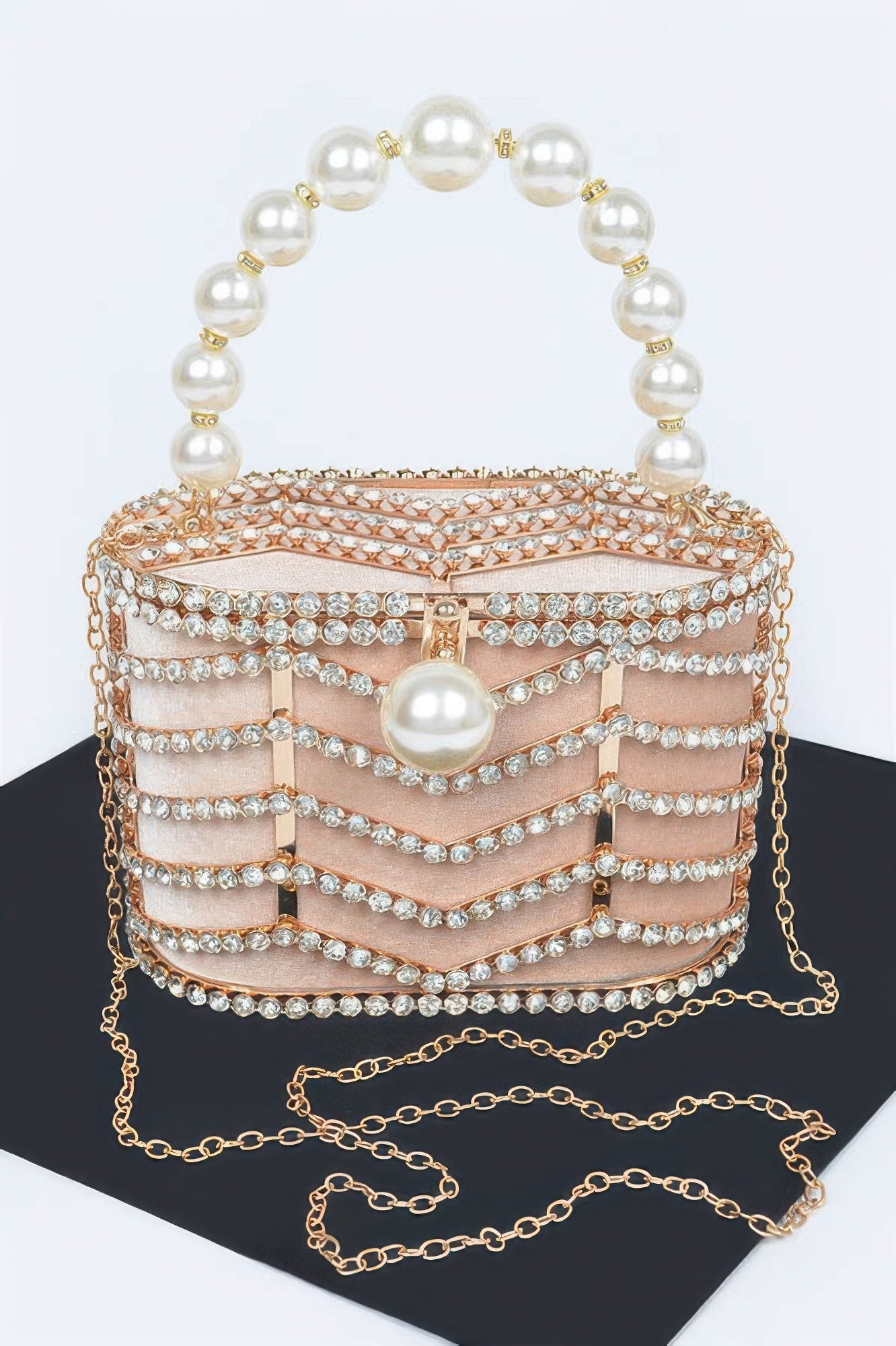 Rhinestone Metal Frame Clutch