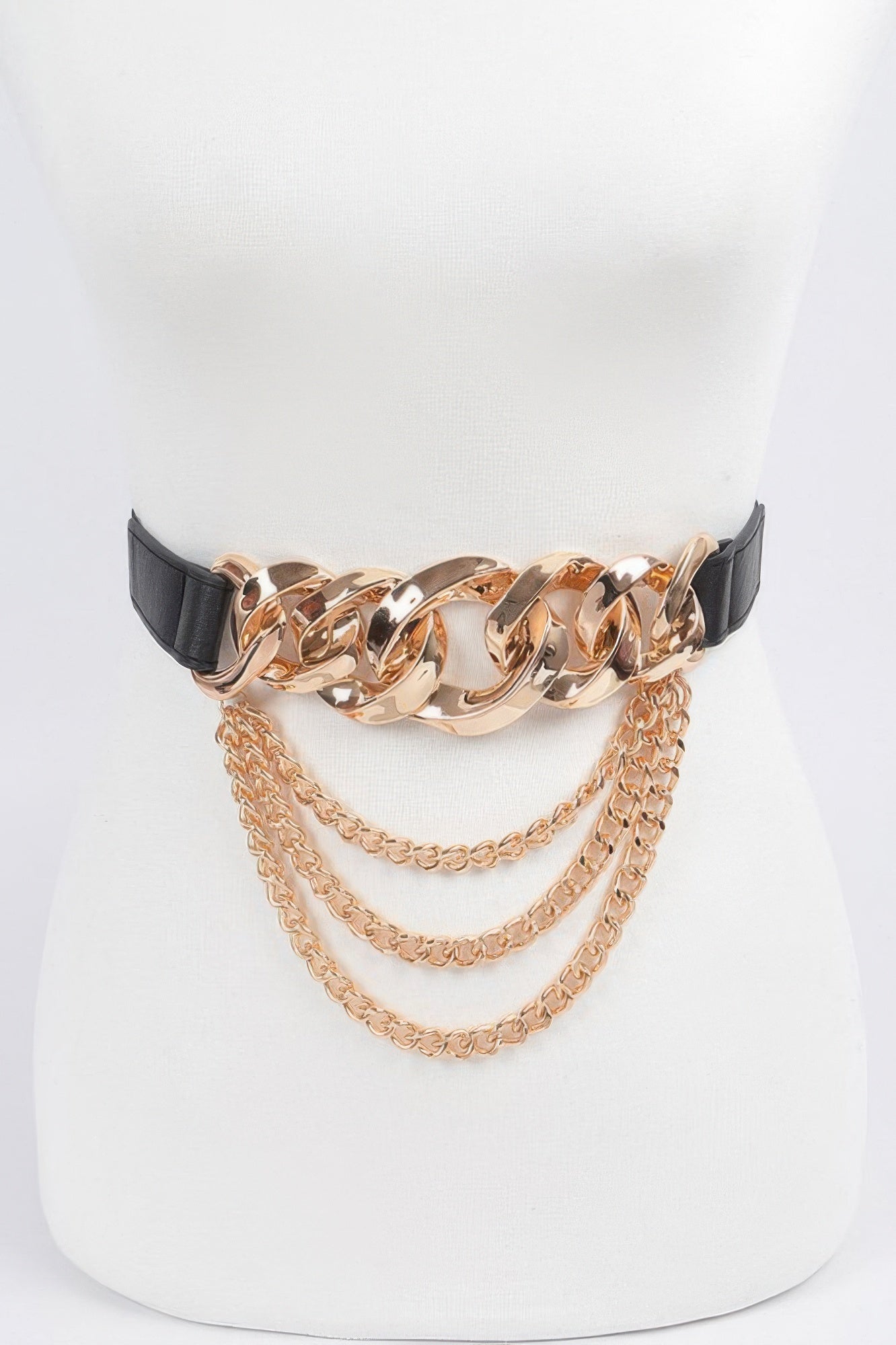 Oversized Chain Buckle Belt W Layered Chains