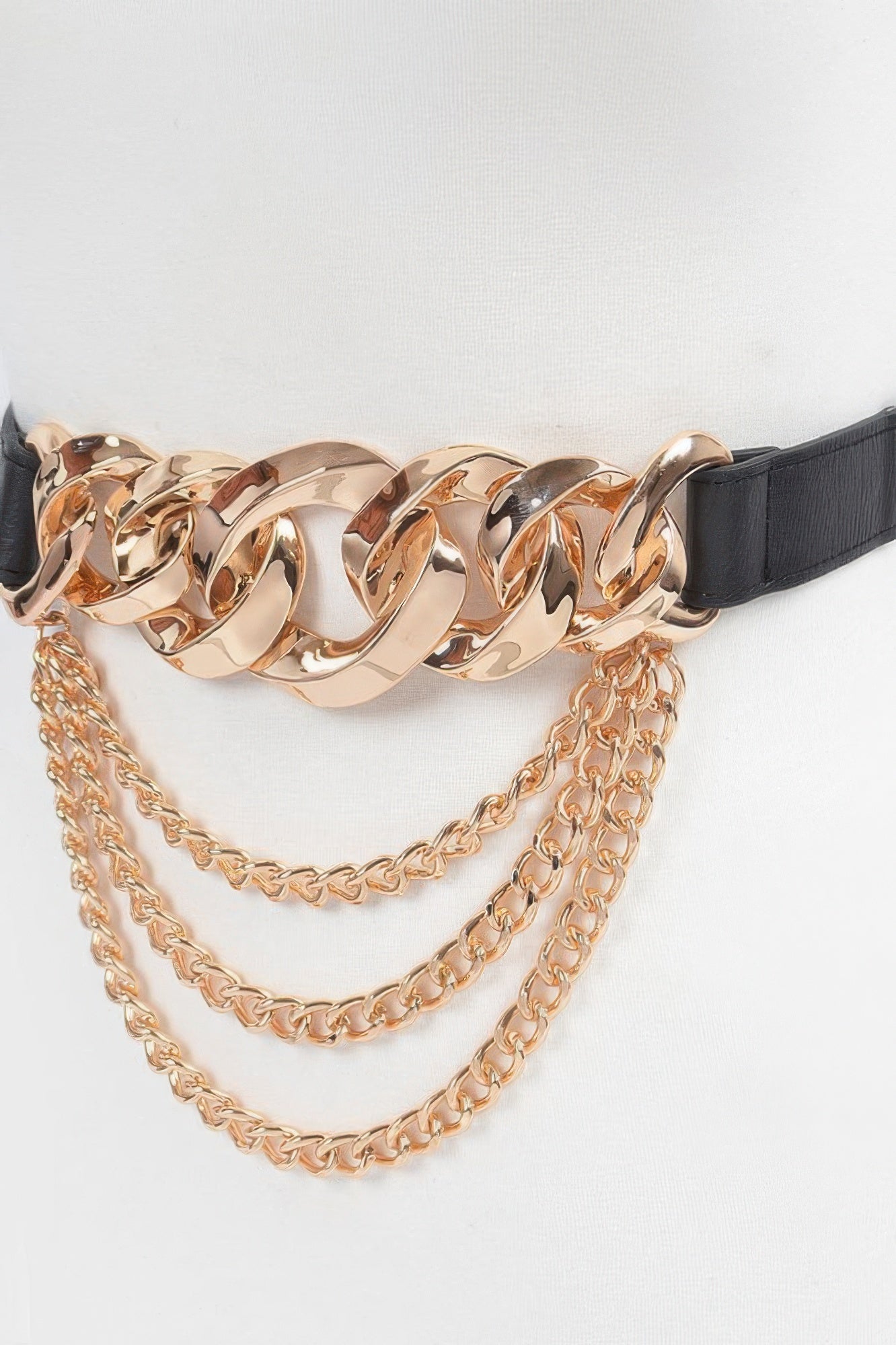 Oversized Chain Buckle Belt W Layered Chains